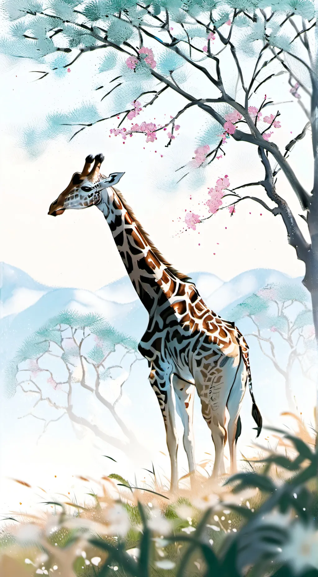 ai character: Giraffe Celeste  background