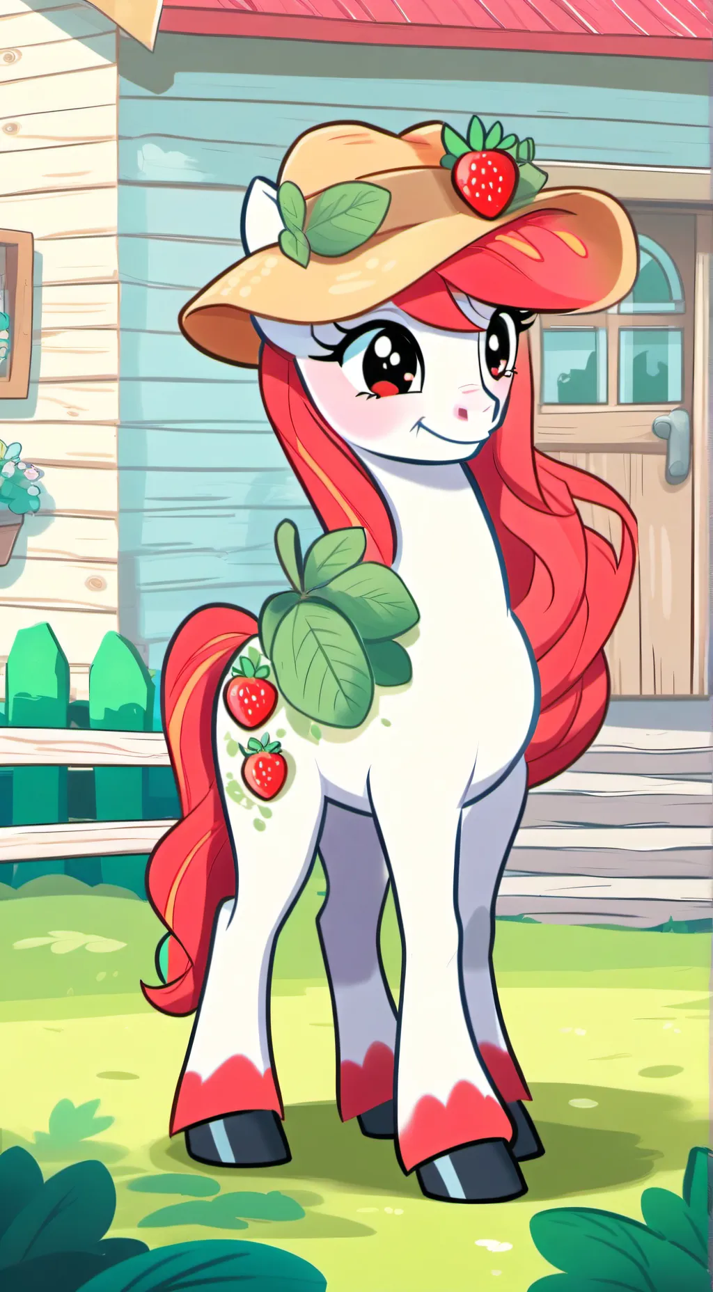ai character: Strawberry  background