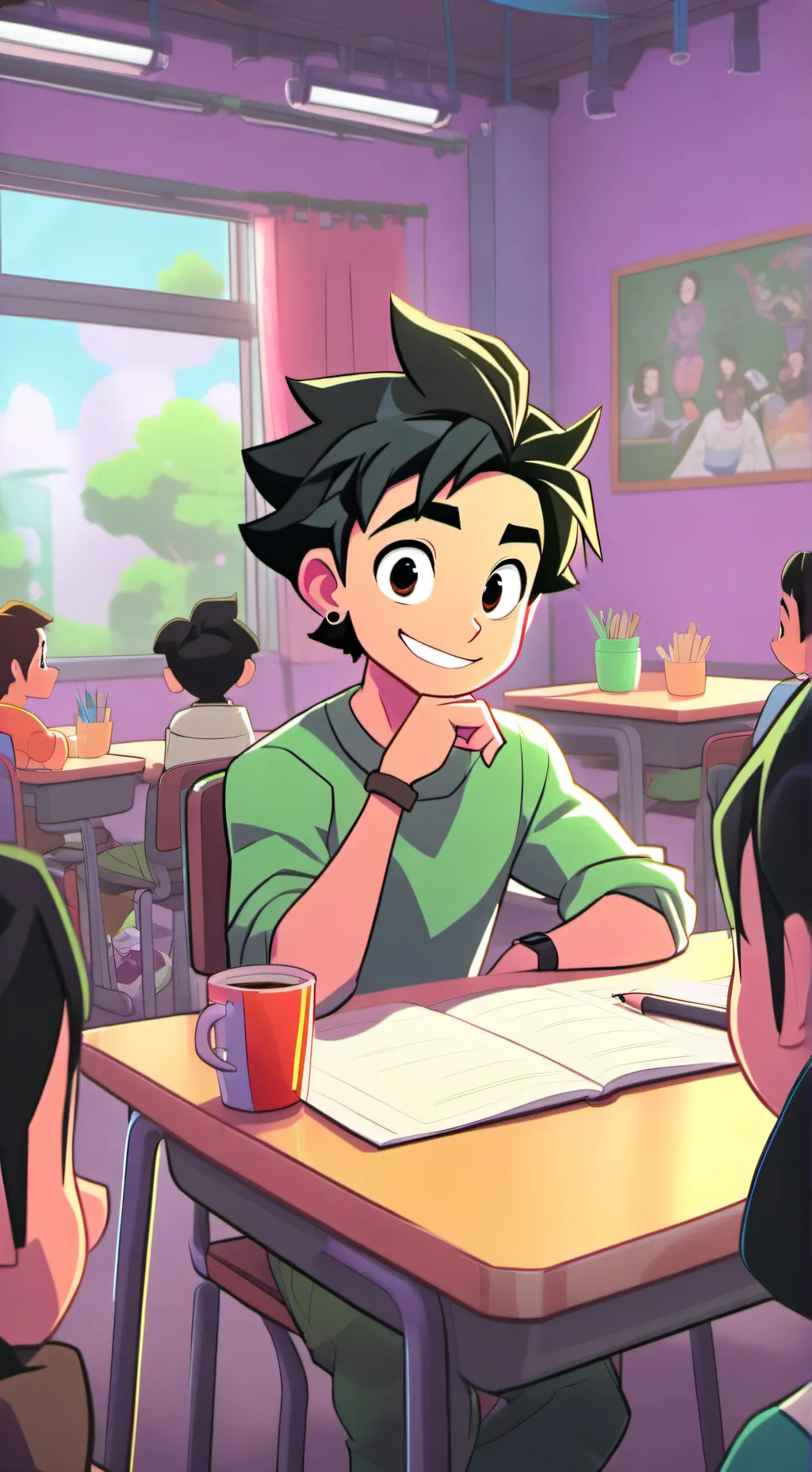 ai character: mha classroom  background