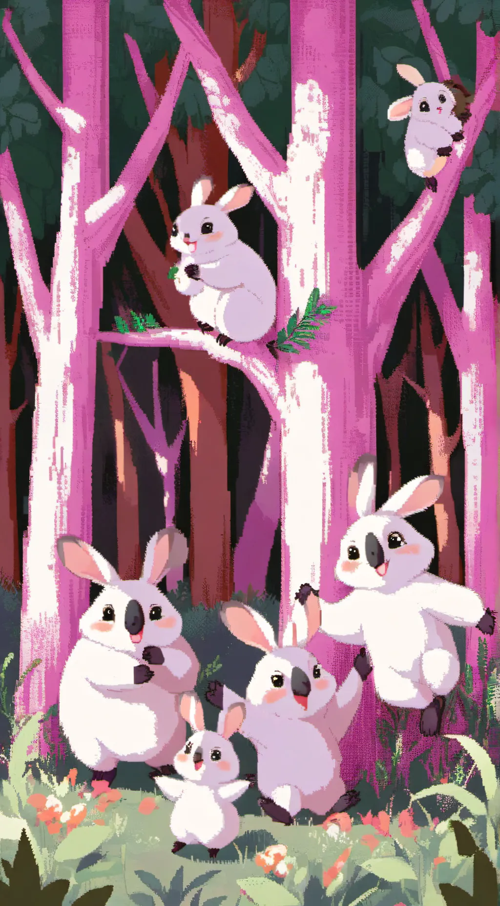 ai character: smiling critters  background