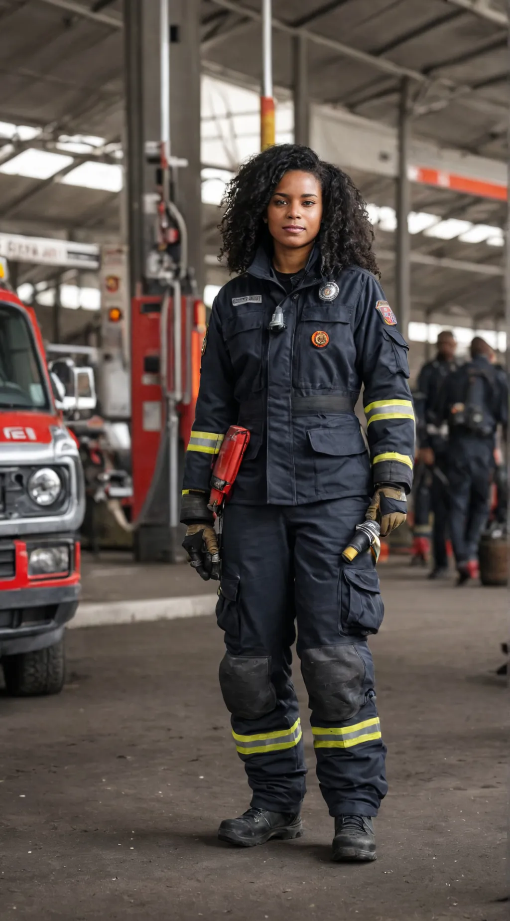 ai character: Feuerwehrfrau  background