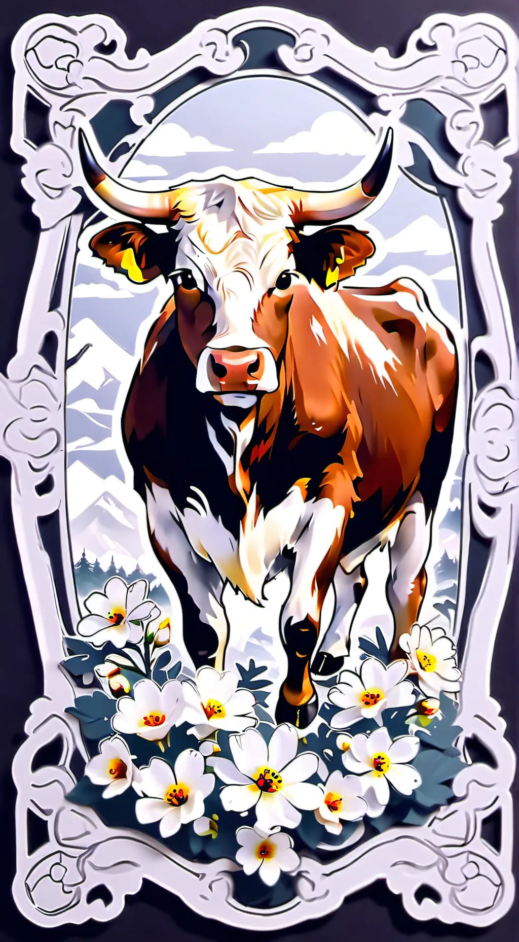 ai character: Vache brune background