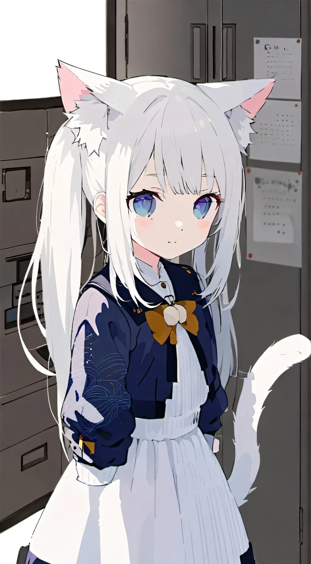 ai character: Whiskers the Locker Cat Spirit background