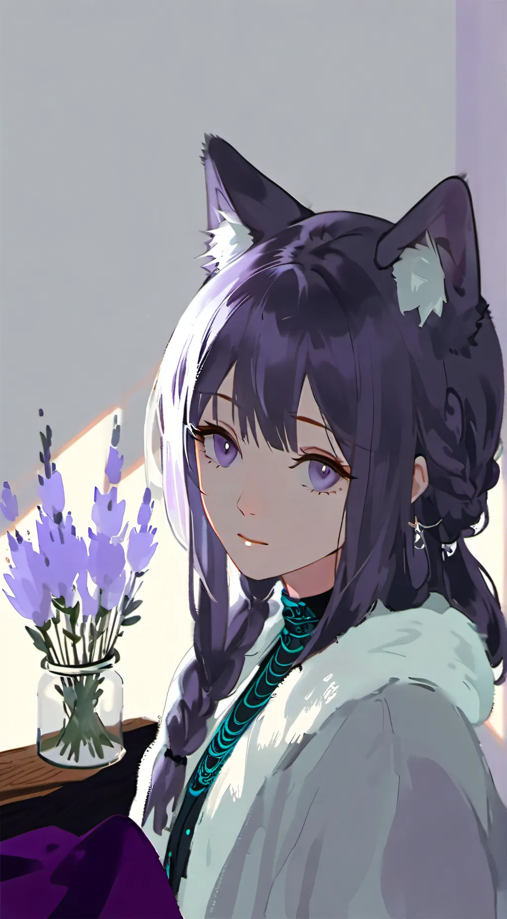 ai character: Lavender, the Relaxing Feline background
