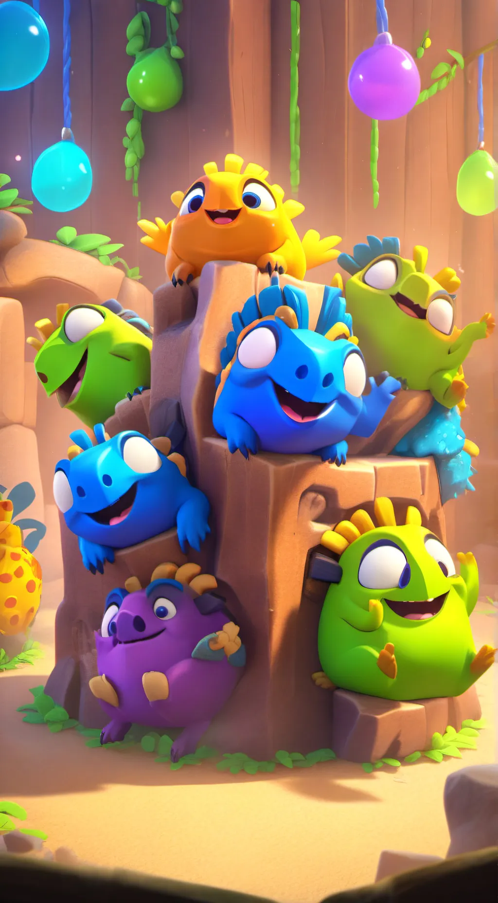 ai character: Smiling critters  background