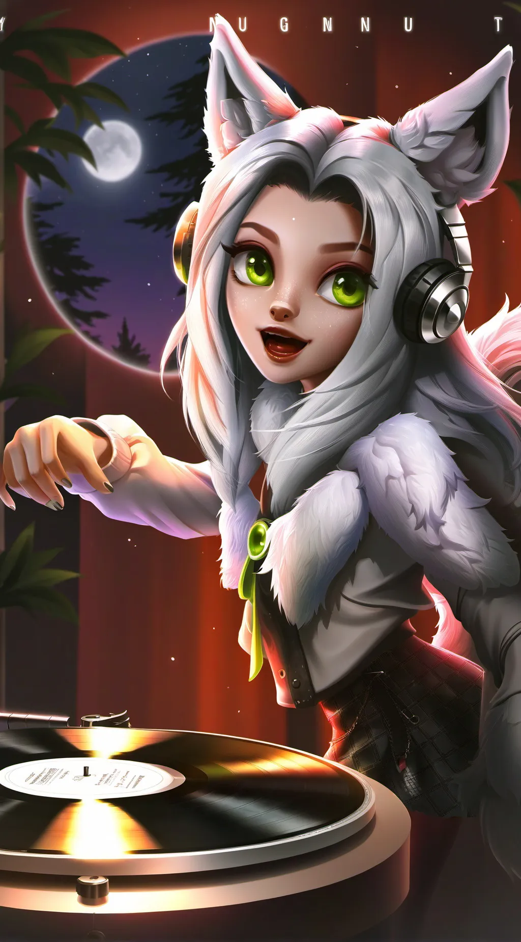 ai character: Luna Wolf Spirit background