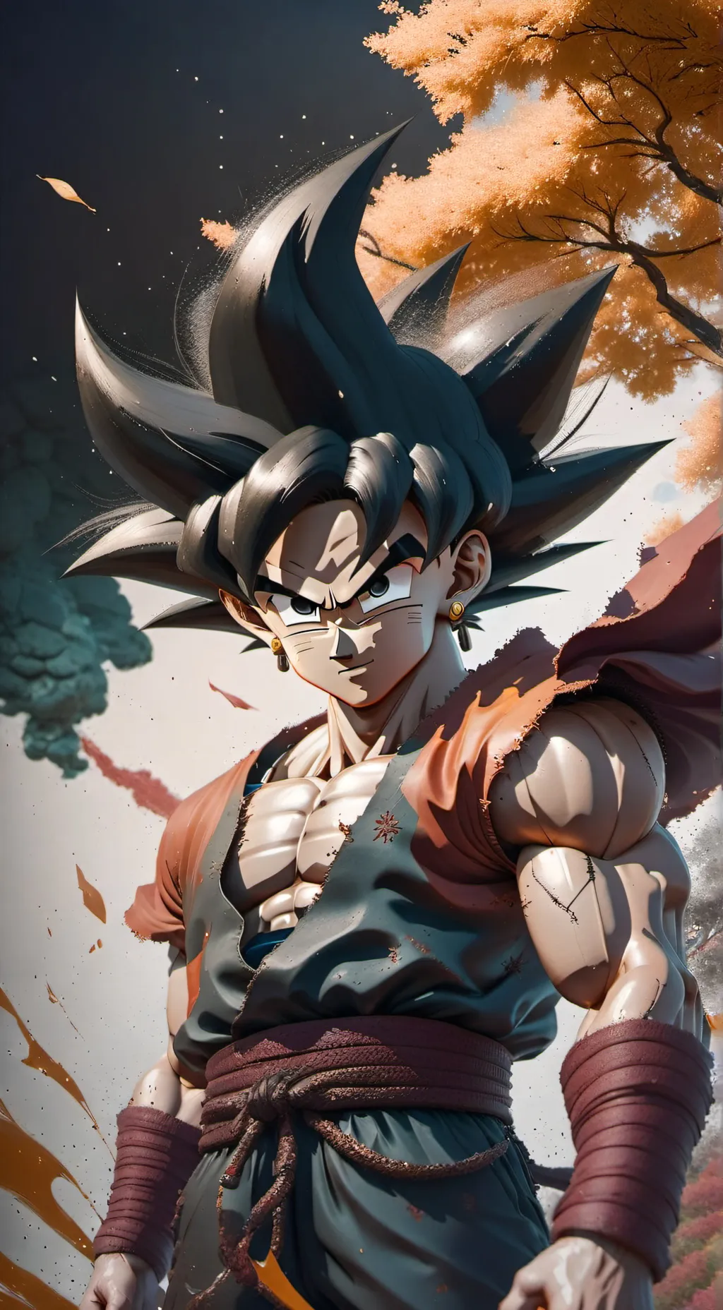 ai character: Goku x kny background