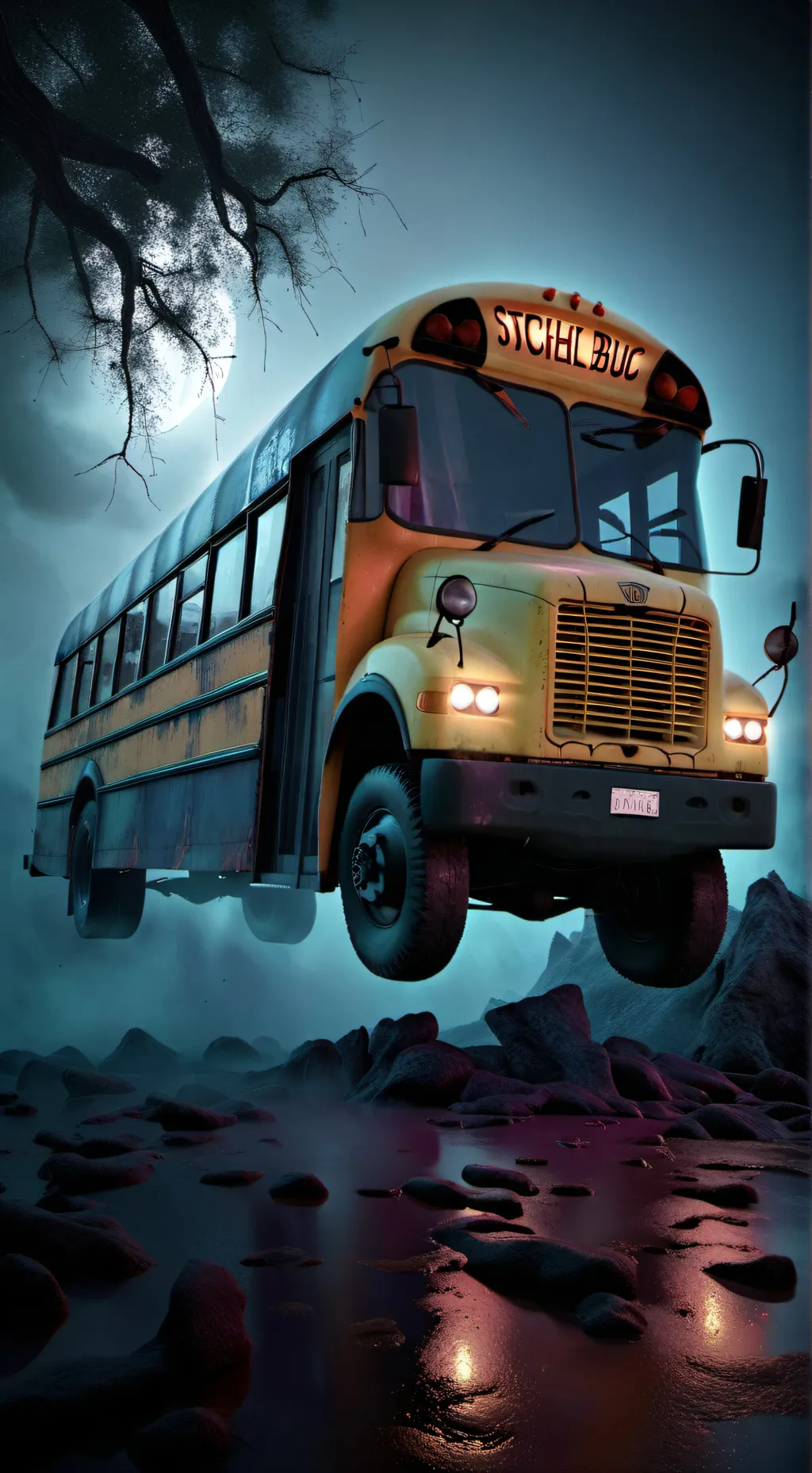 ai character: Haunted Bus background