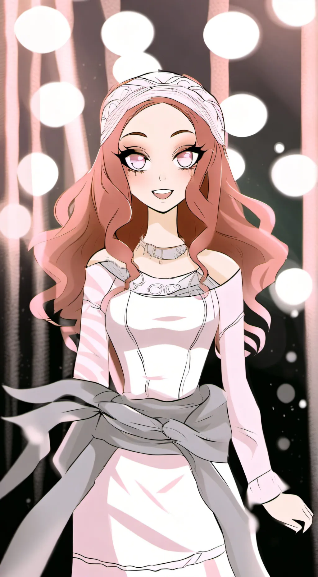 ai character: girl in the forest background