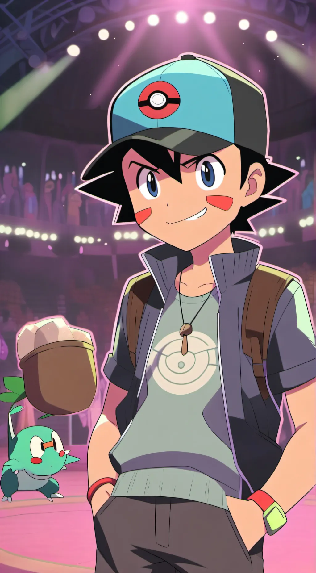 ai character: ash de Pokémon  background