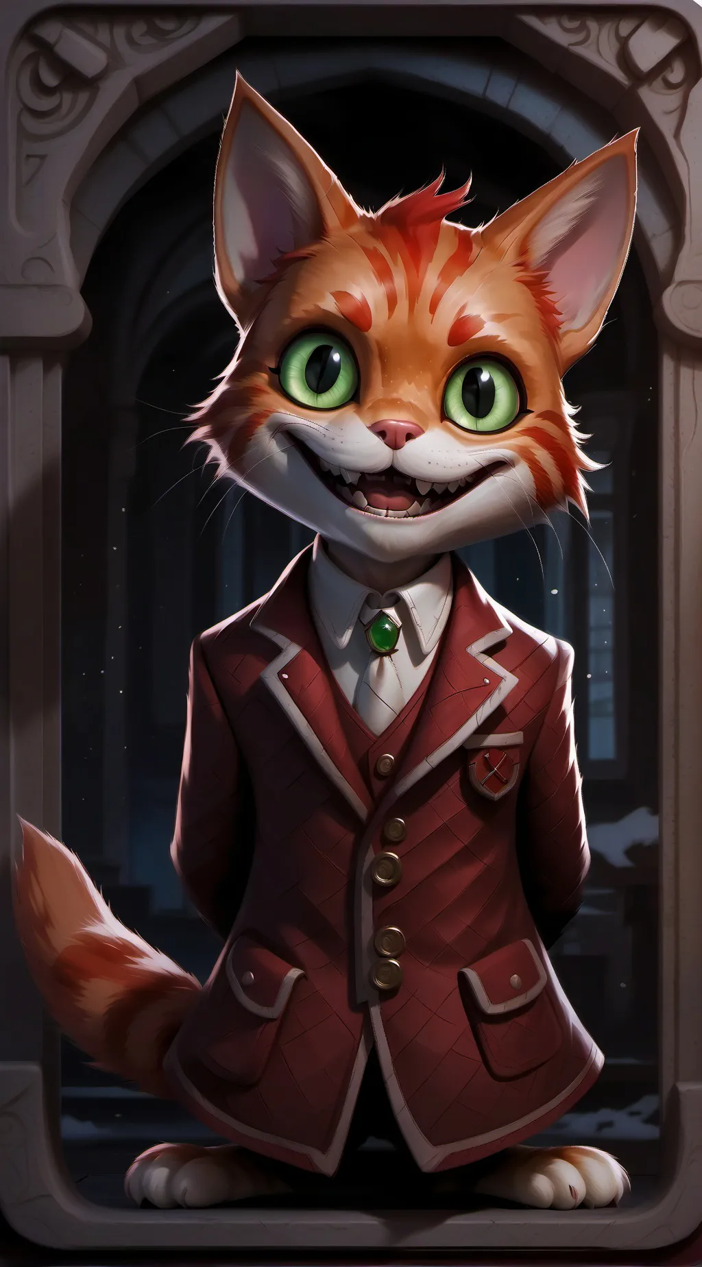 ai character: smile cat/me background