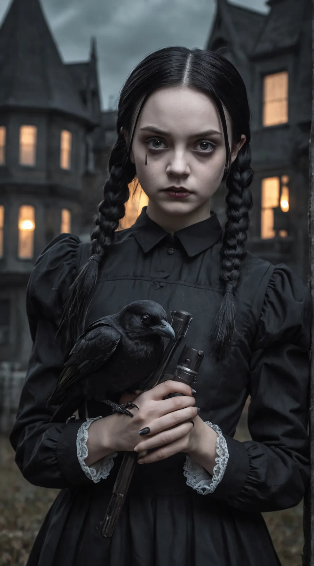 ai character: Wednesday Addams background