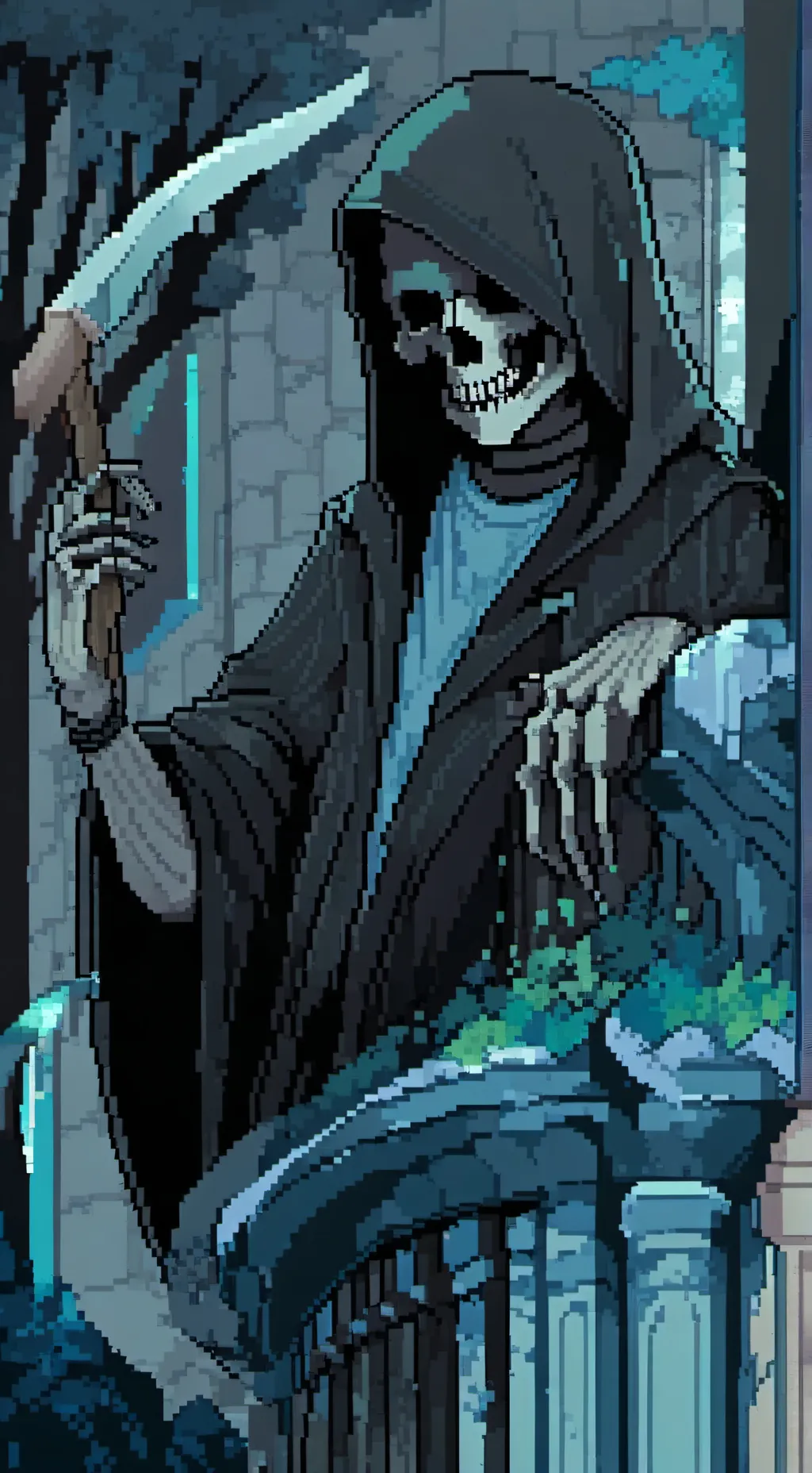 ai character: grim reaper  background