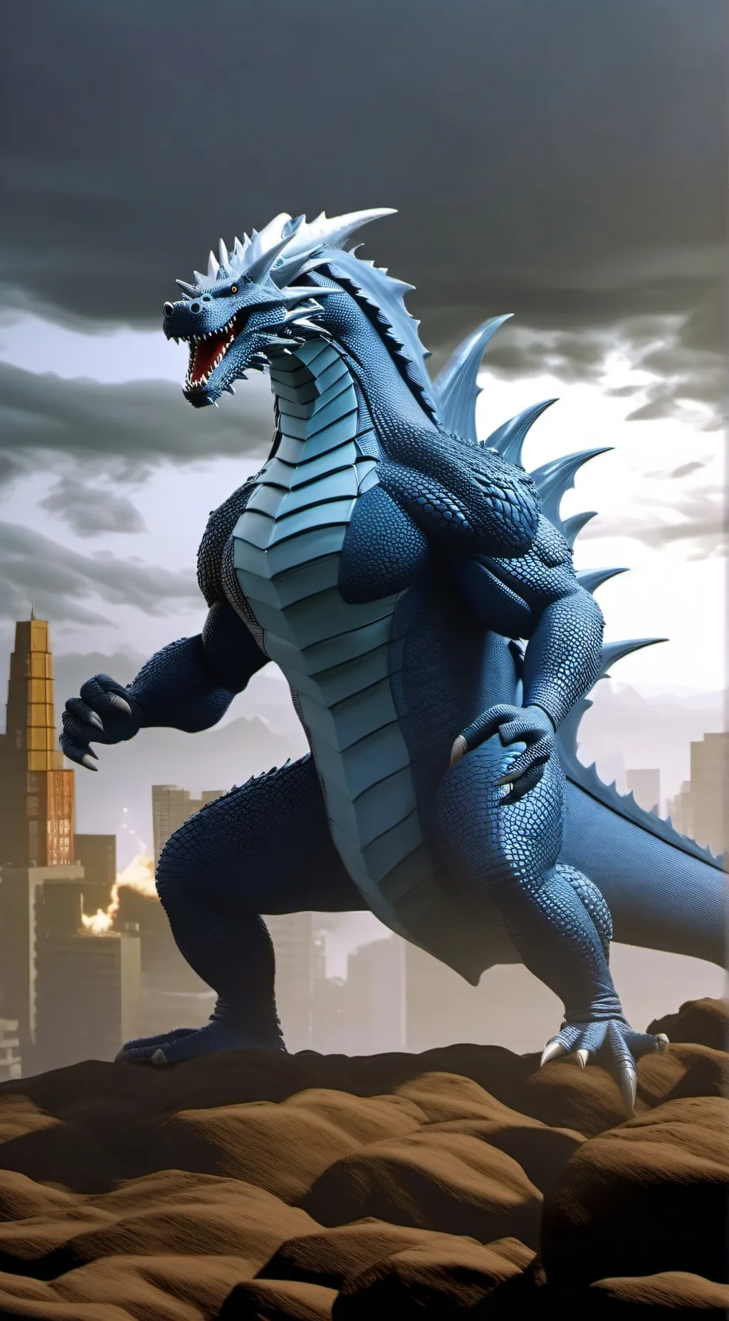 ai character: gojira background