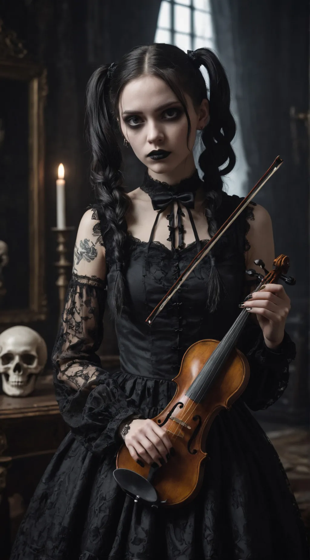 ai character: Wednesday Addams background