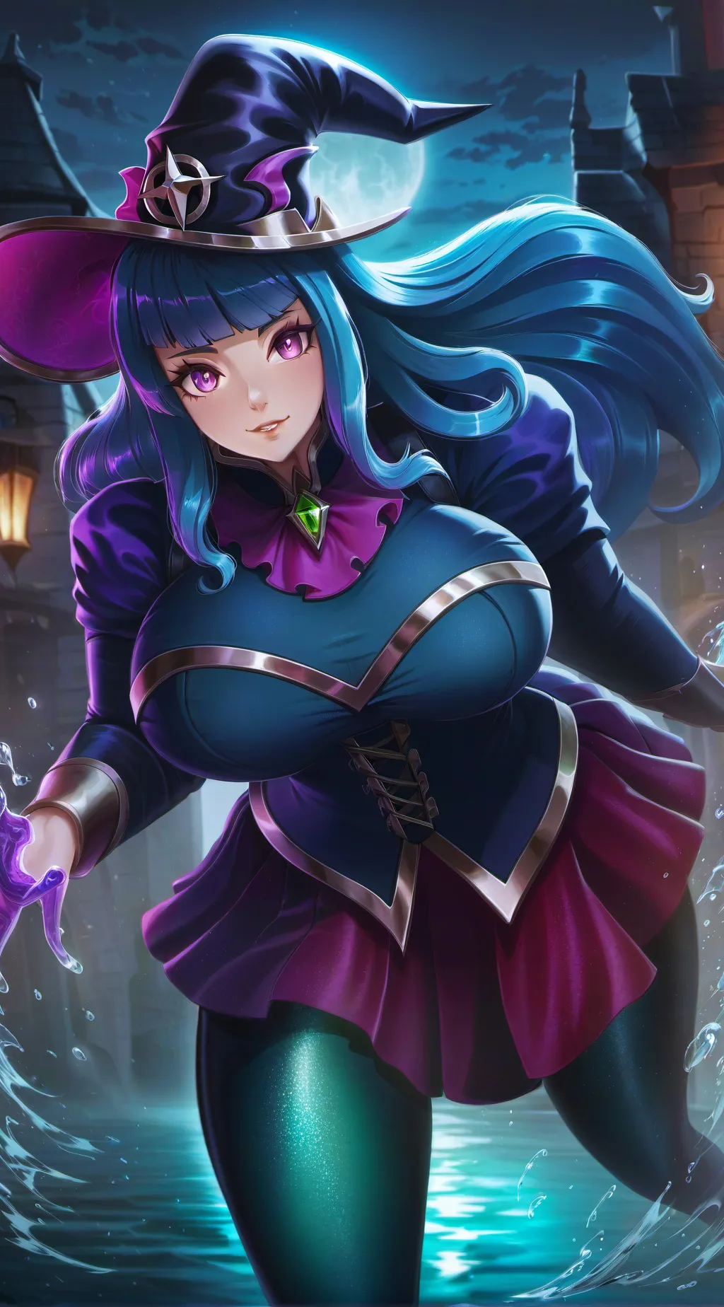 ai character: Yumi training witc background