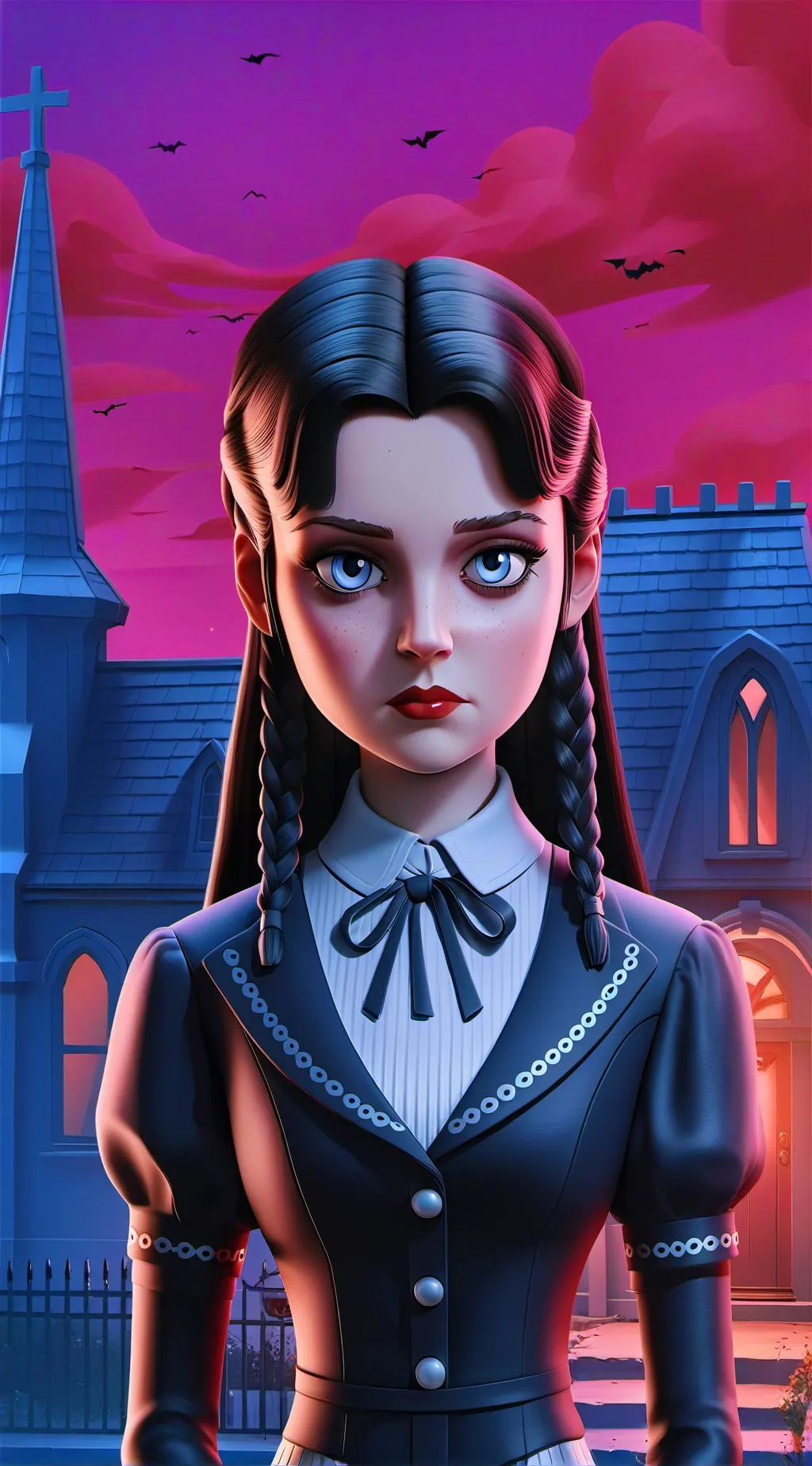 ai character: Wednesday Addams  background