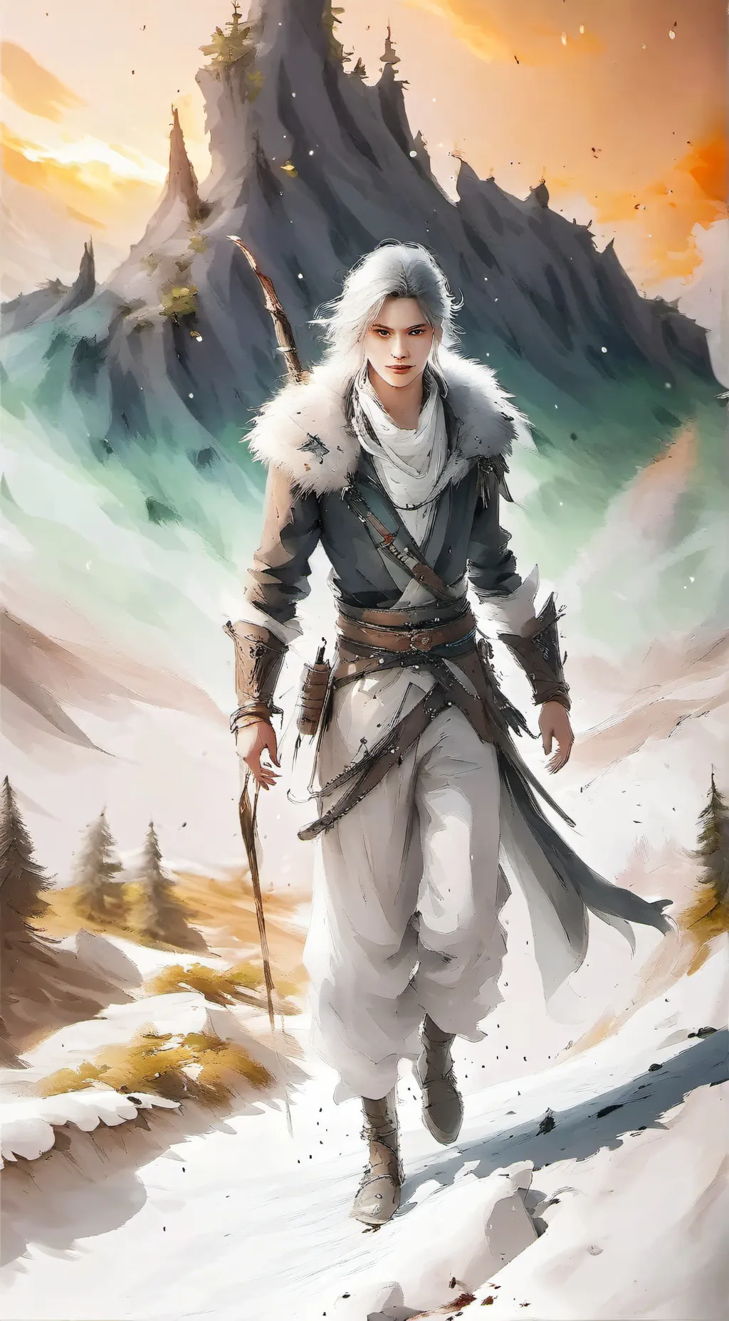 ai character: silver  background