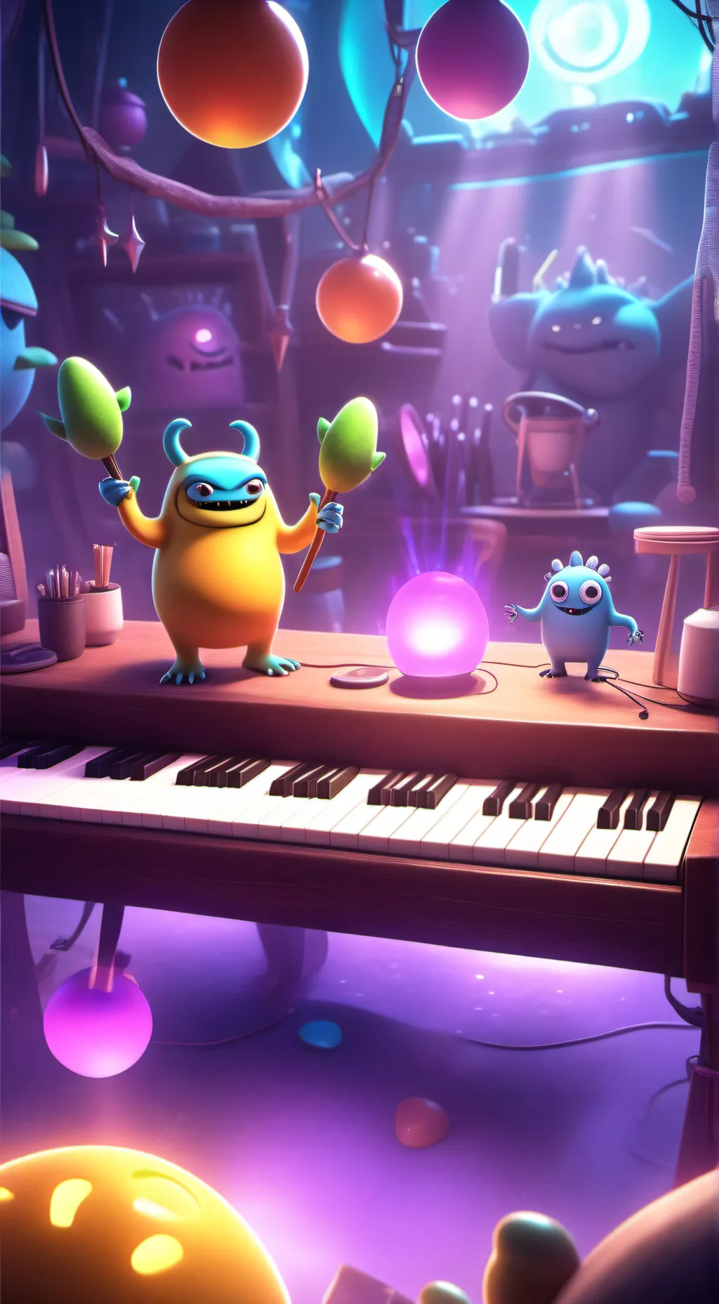 ai character: Ethereal workshop background