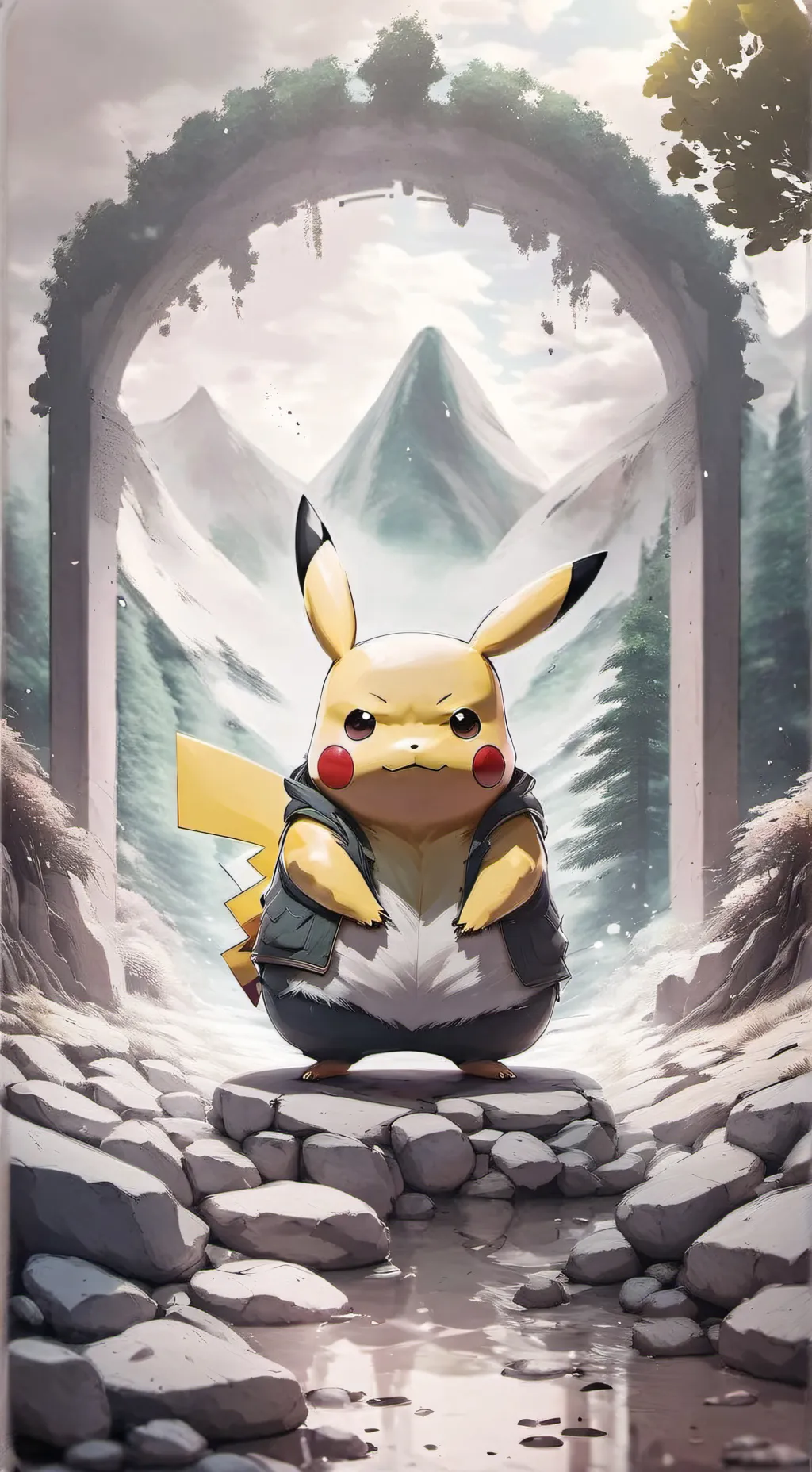 ai character: pikachu but fat background