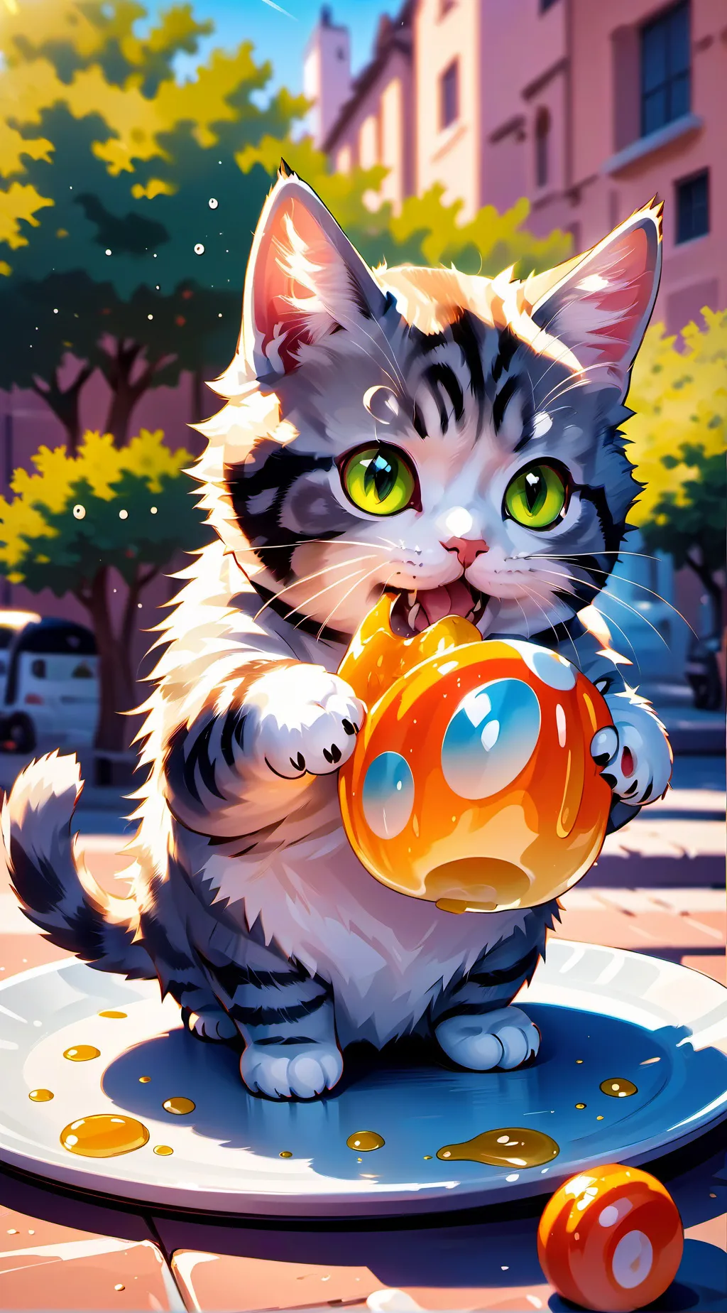 ai character: Cats on a box background