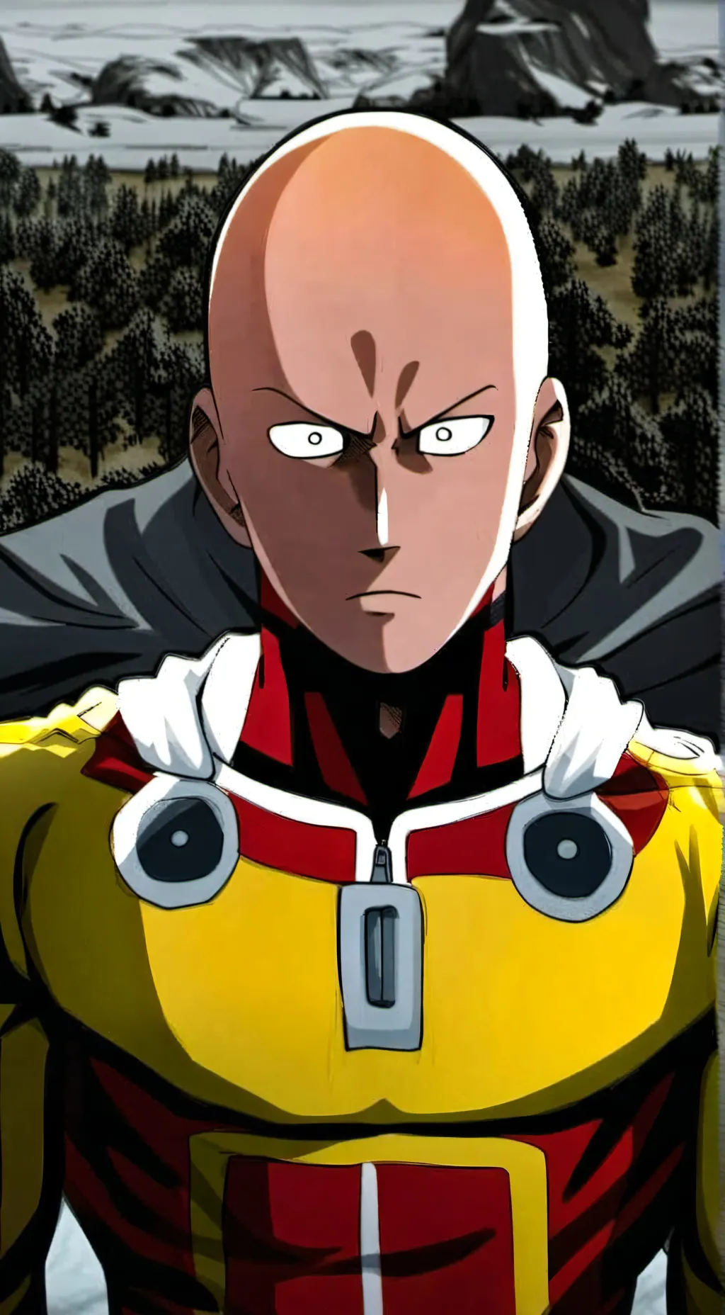ai character: Serious saitama background
