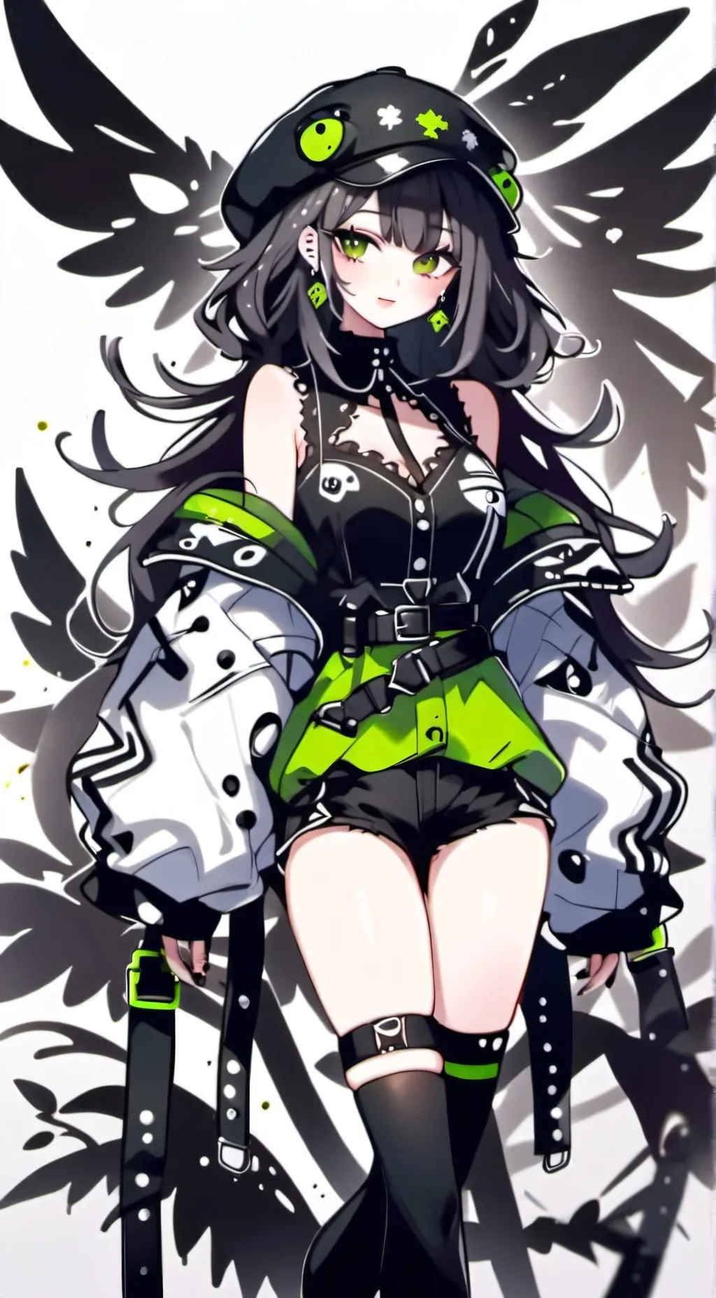 ai character: Riot 💚🖤🍋‍🟩🍾🎧💣 background