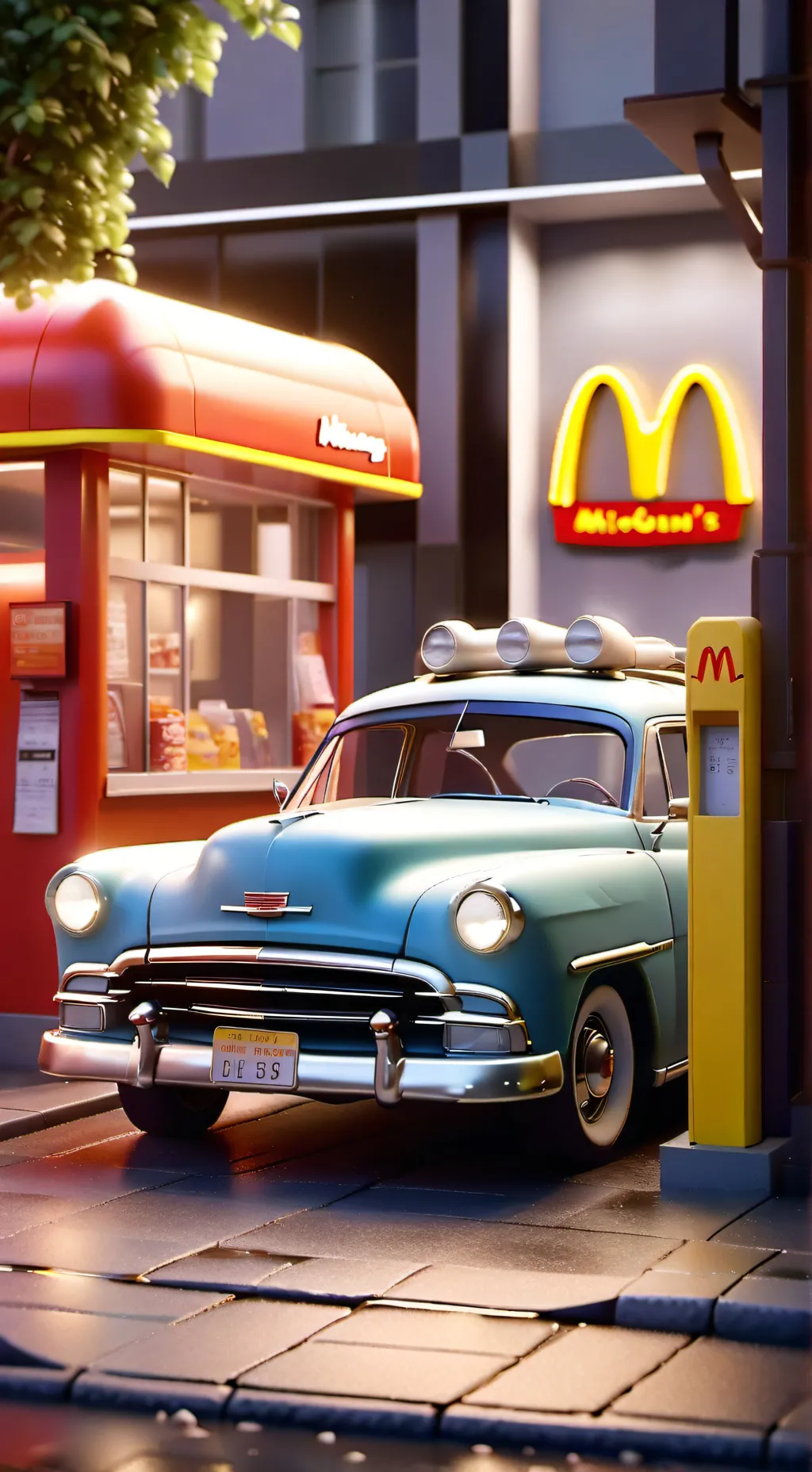 ai character: weird drive thru background