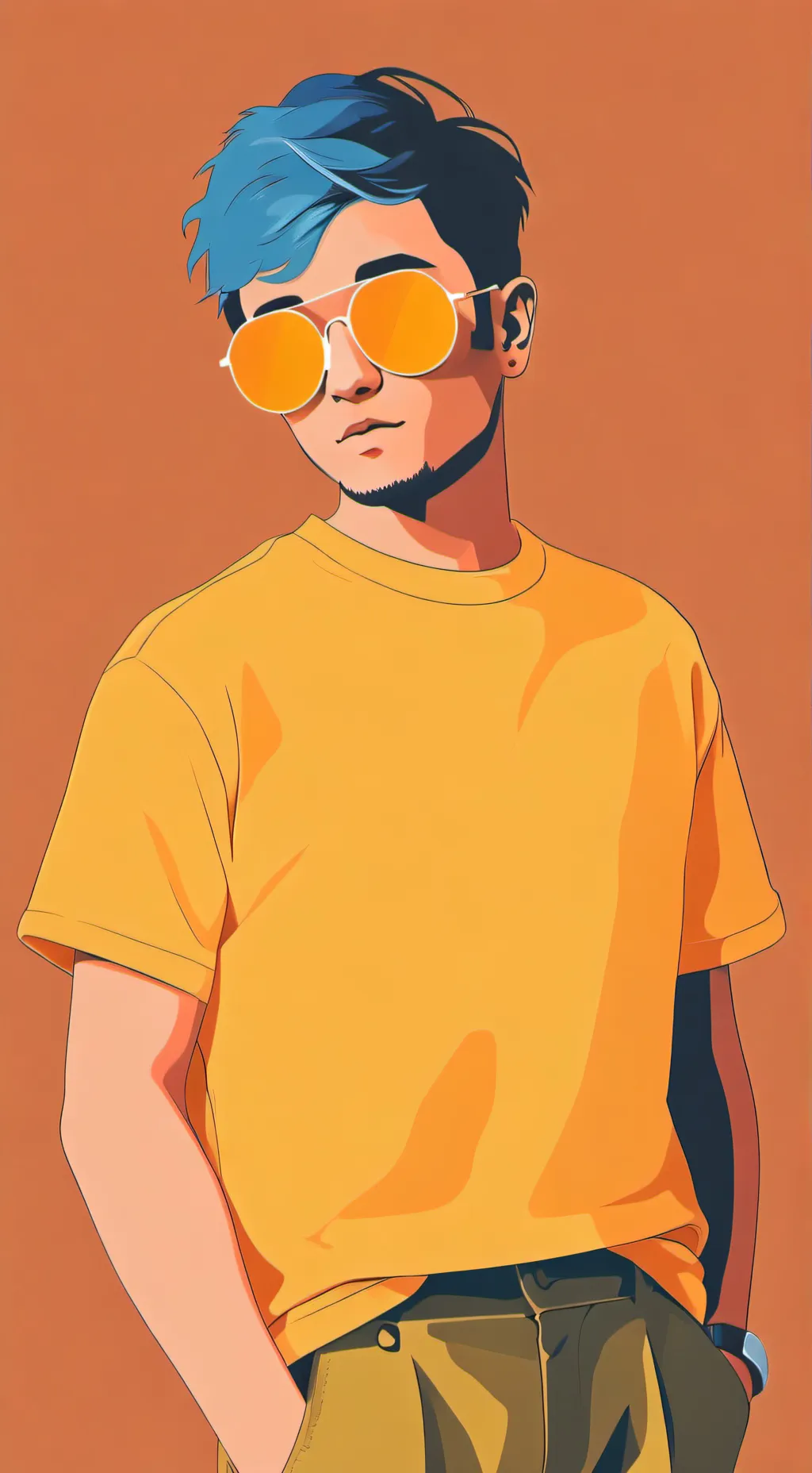 ai character: Mr hand blue!  background