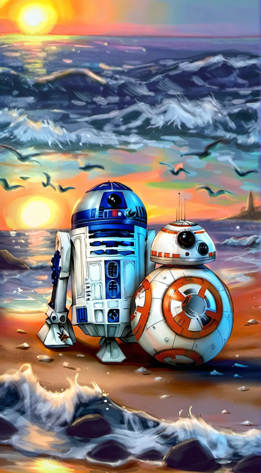 ai character: R2d2 n bb8 background