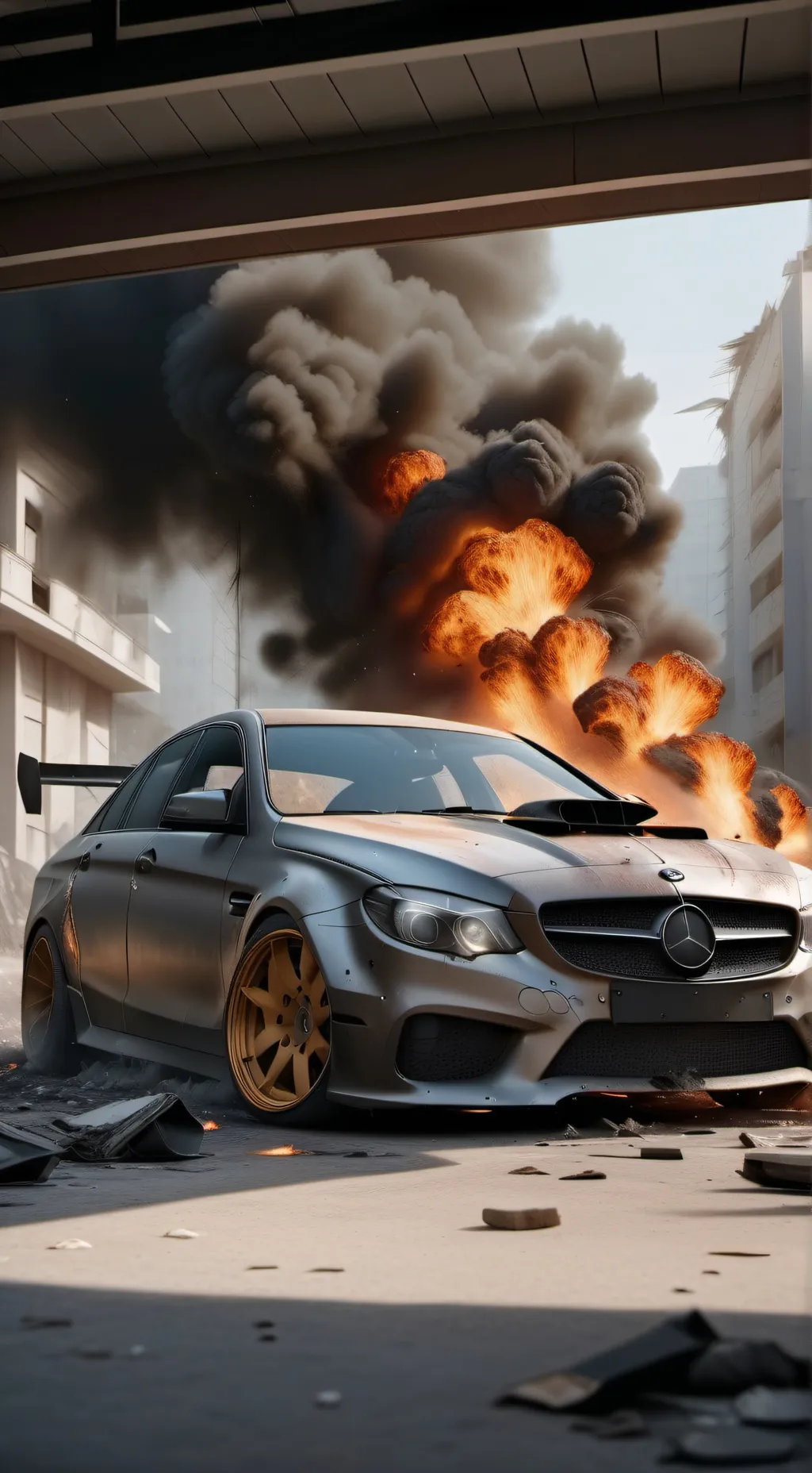 ai character: Car crash background