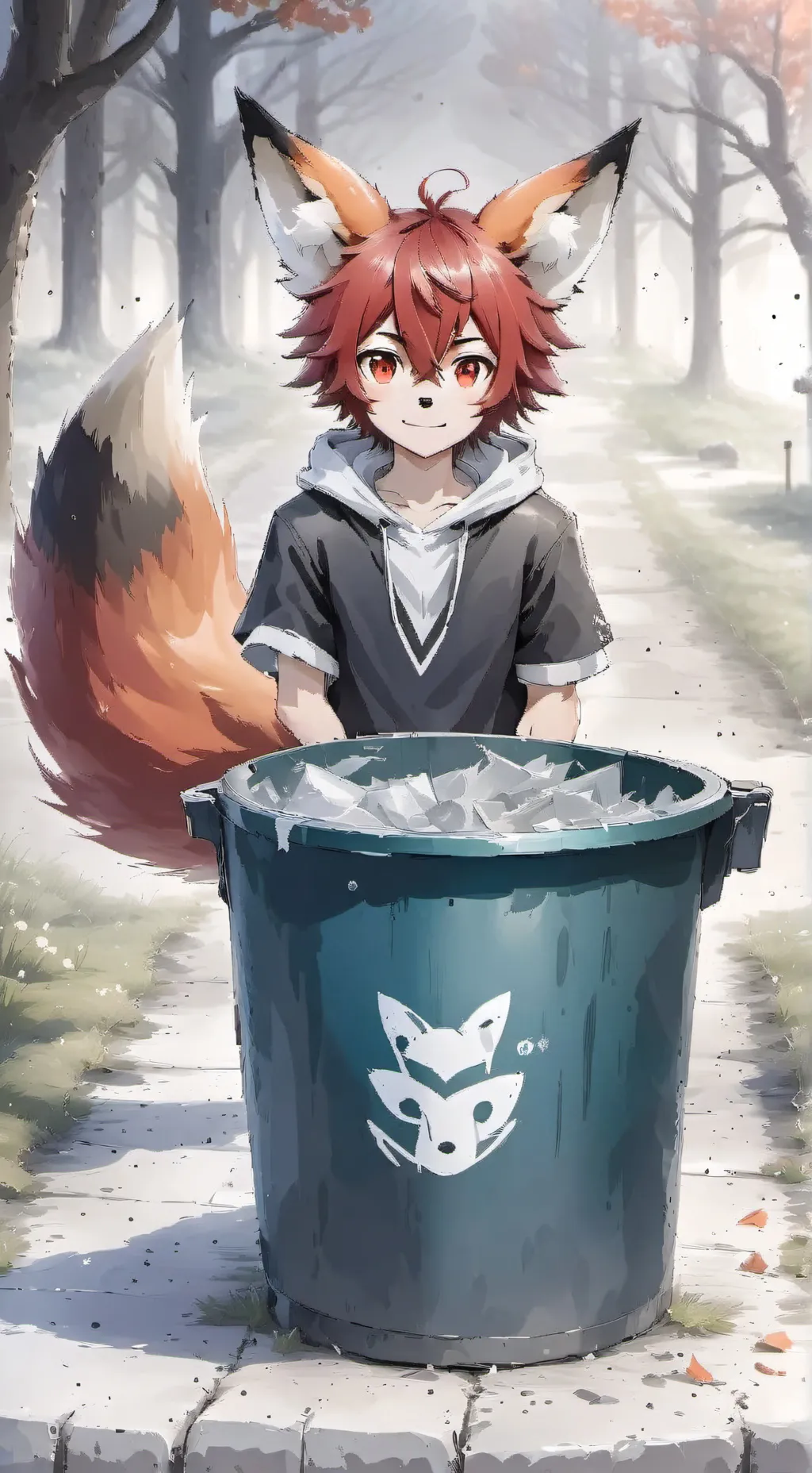 ai character: Schoolyard Red Fox Furry background