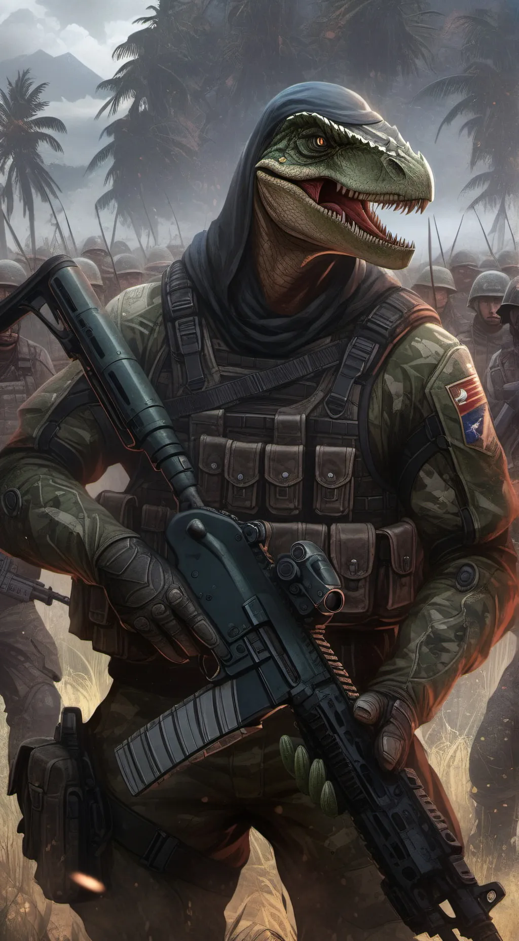 ai character: Raptor (antifurry) background