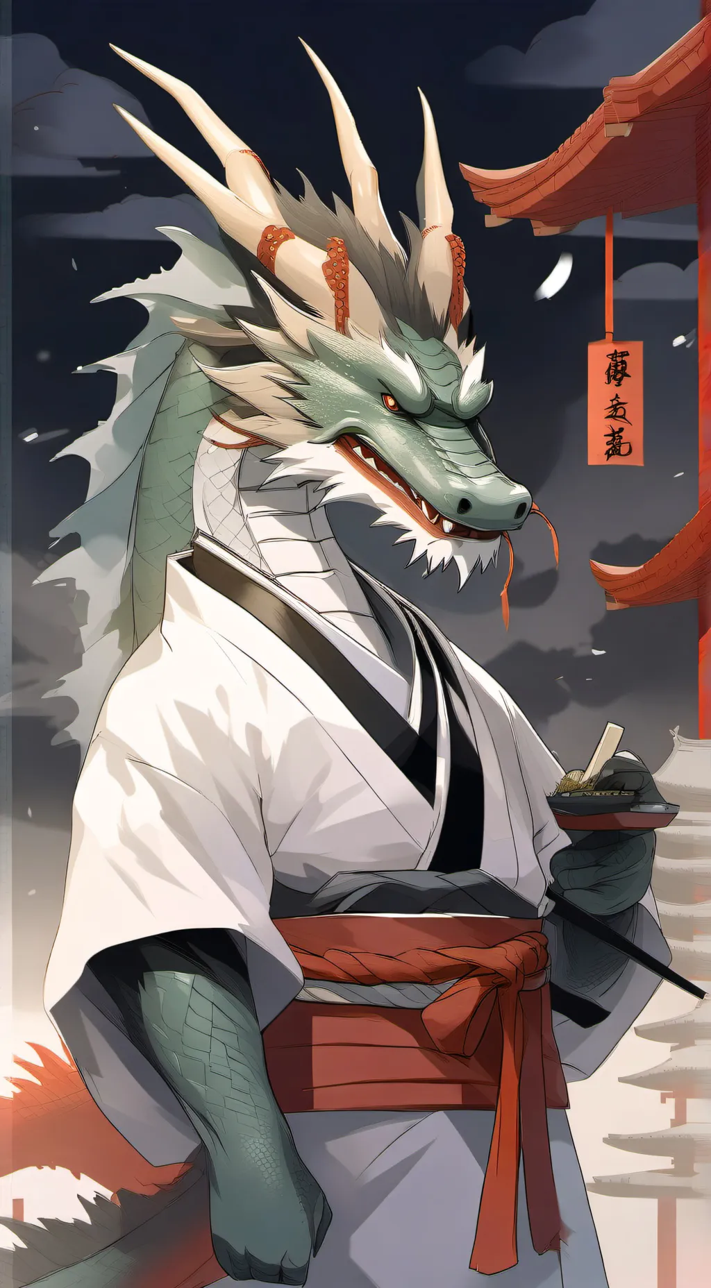 ai character: sushi dragon background