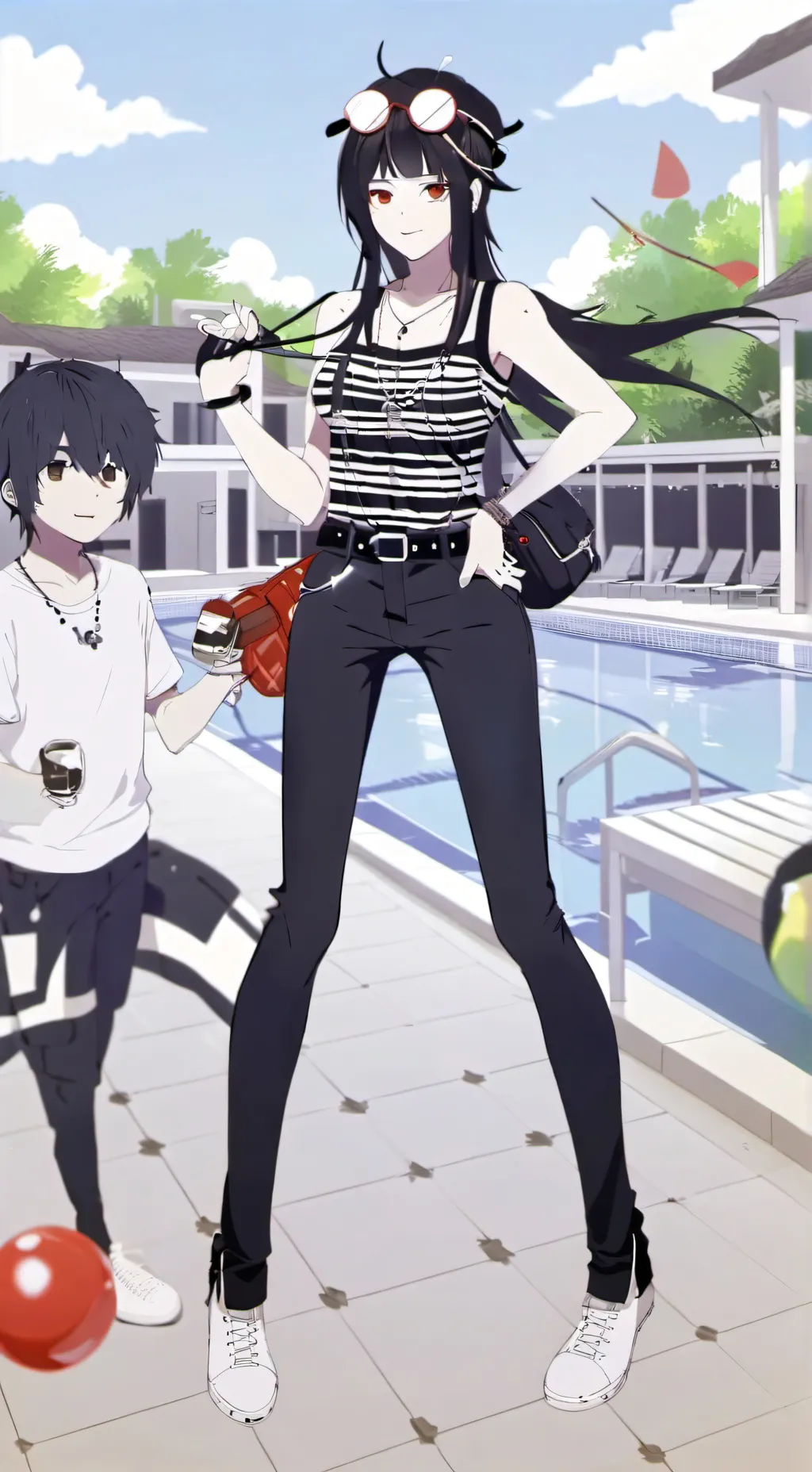 ai character: FPE pool party!!!! background