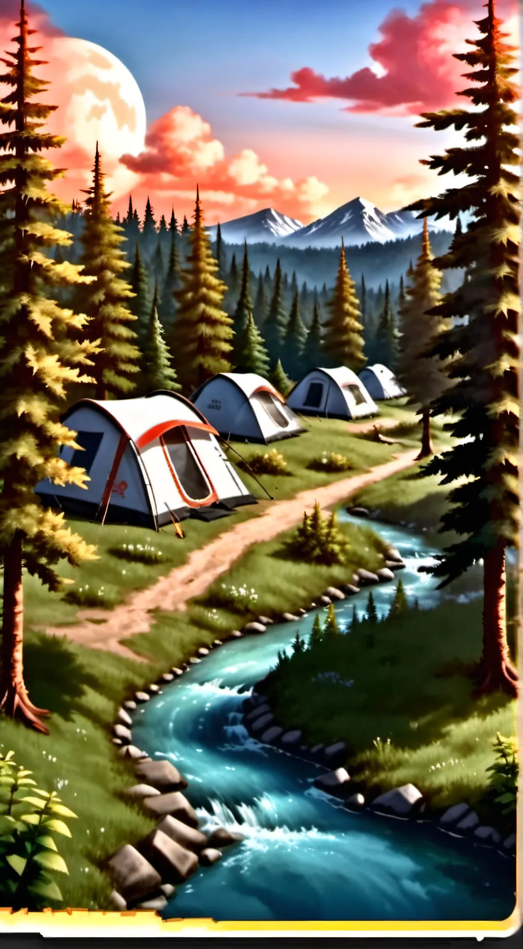 ai character: camping￼! background