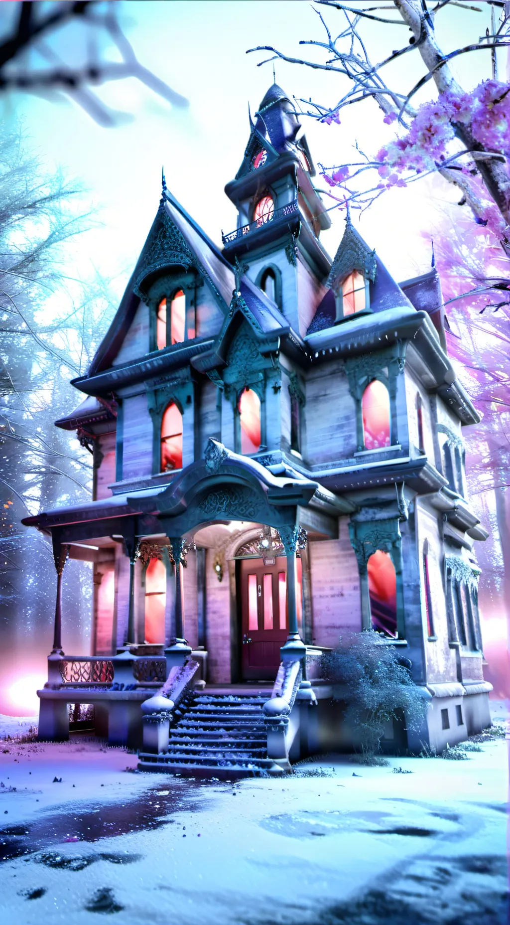 ai character: Pvz haunted house background