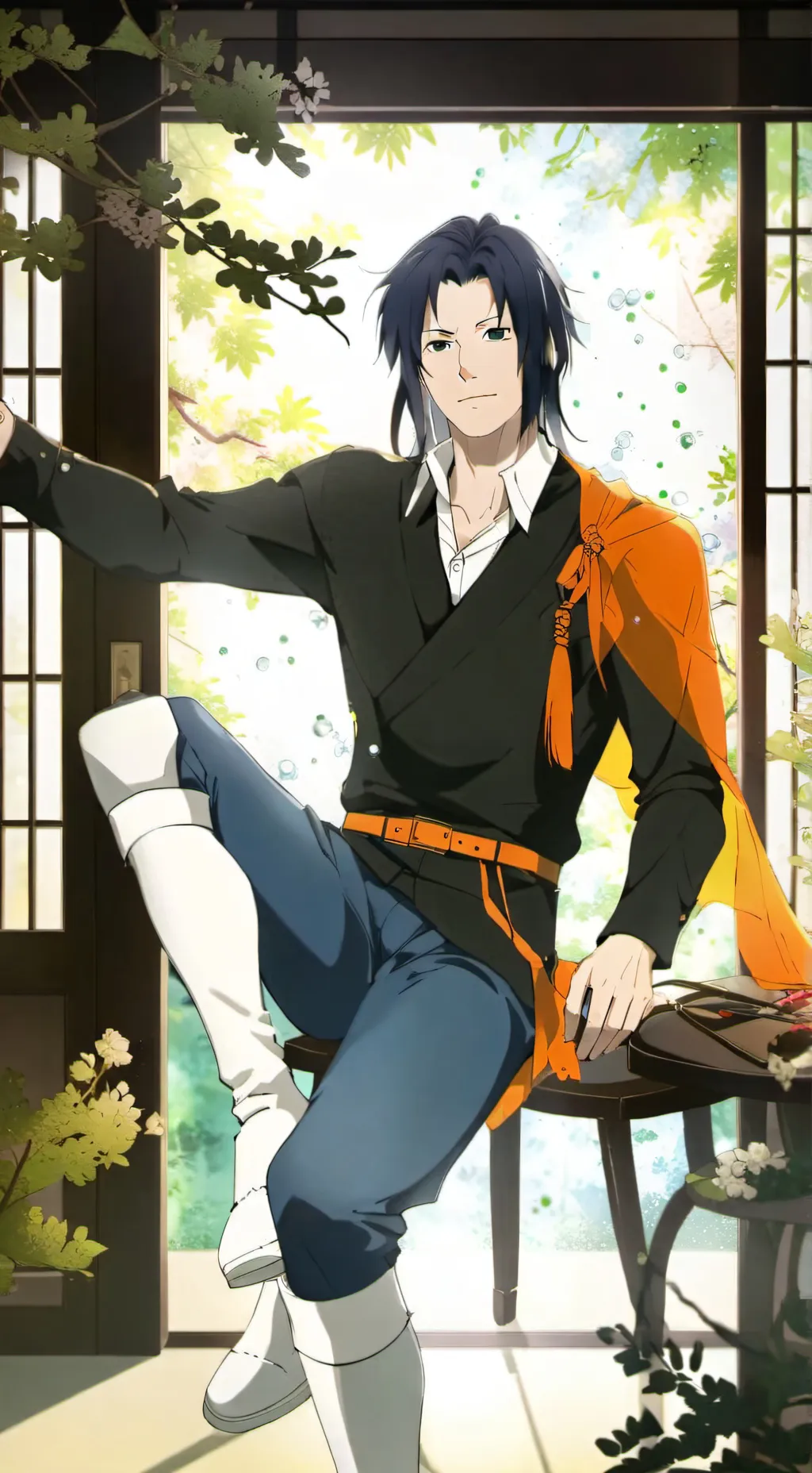 ai character: Sasuke  background