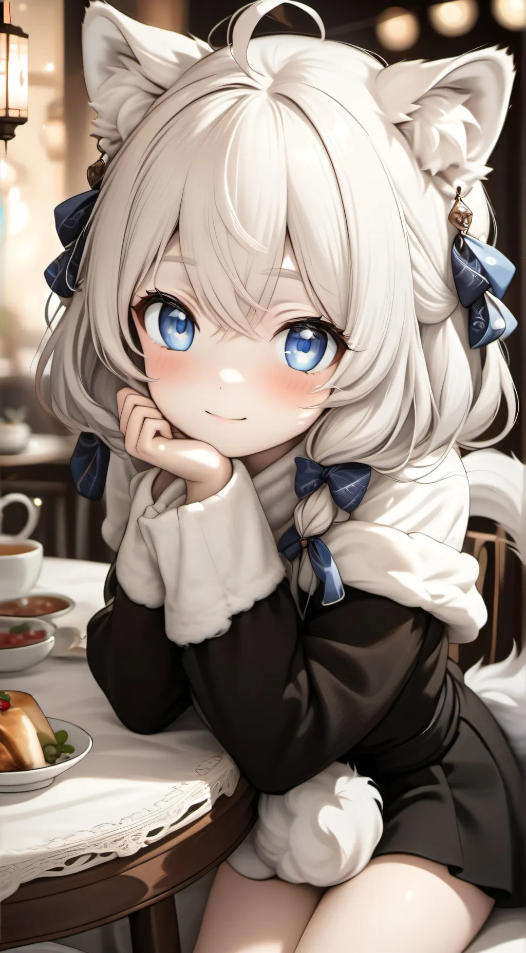 ai character: Azure Spirit Whiskers background