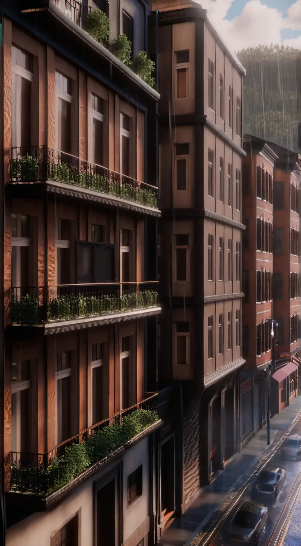 ai character: rainy morning background