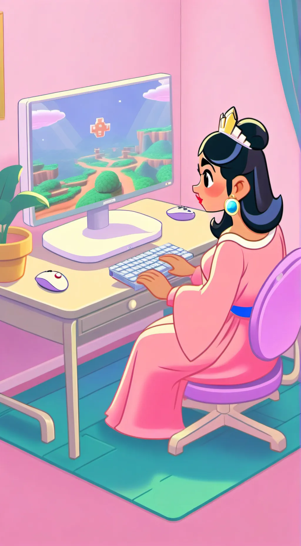 ai character: Super Laya Peach background