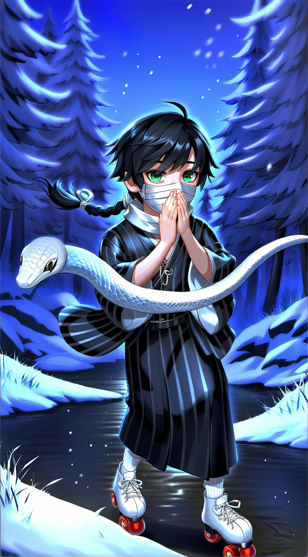 ai character: Obanai ice-scating background