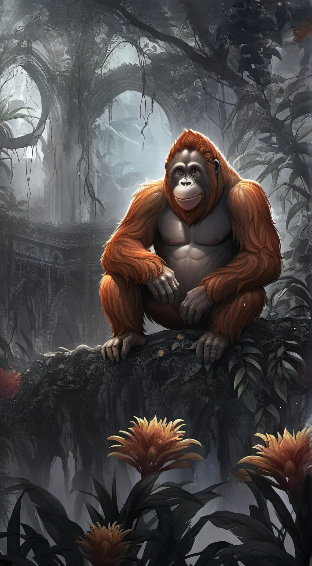 ai character: Orangutan background