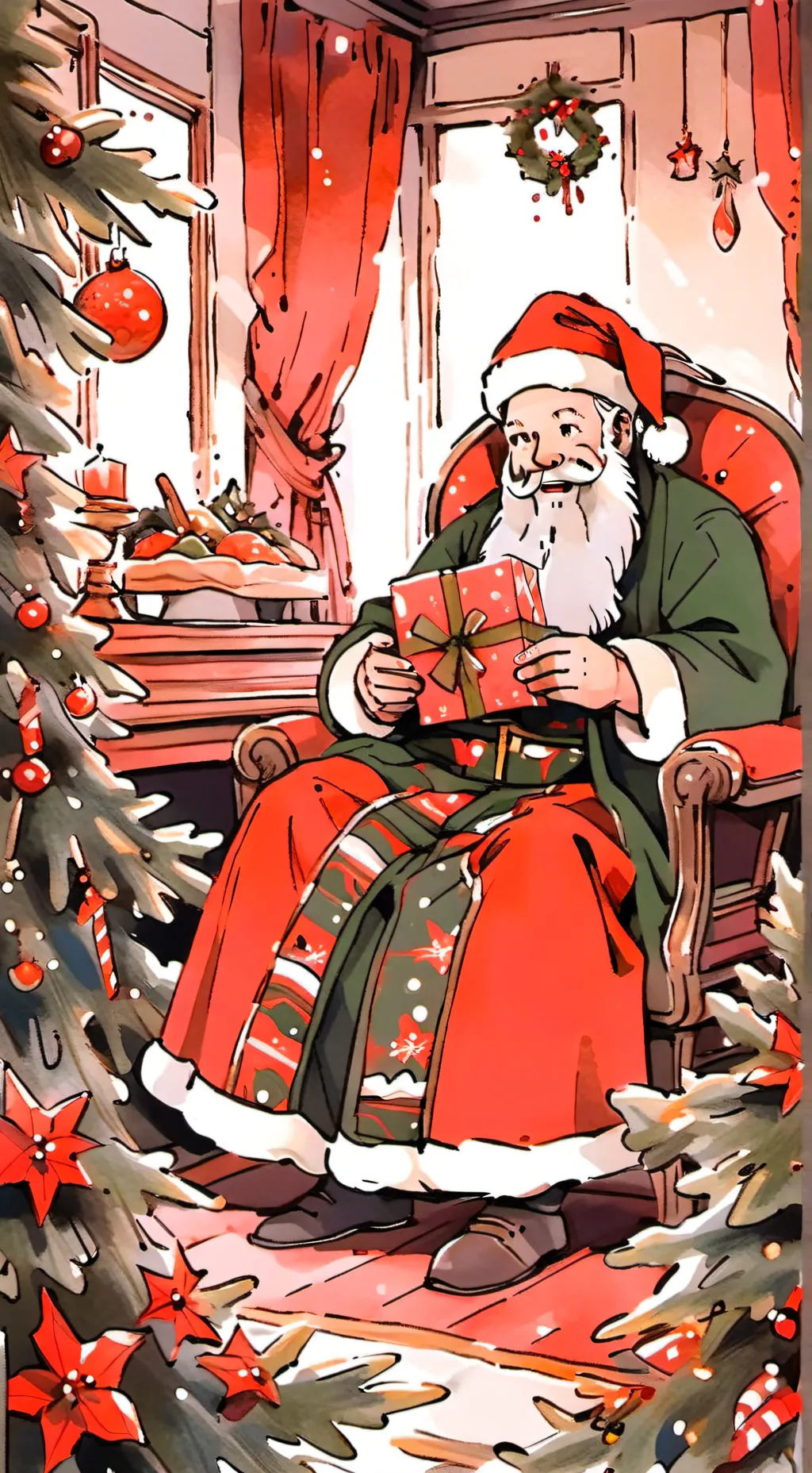ai character: HH Christmas! background