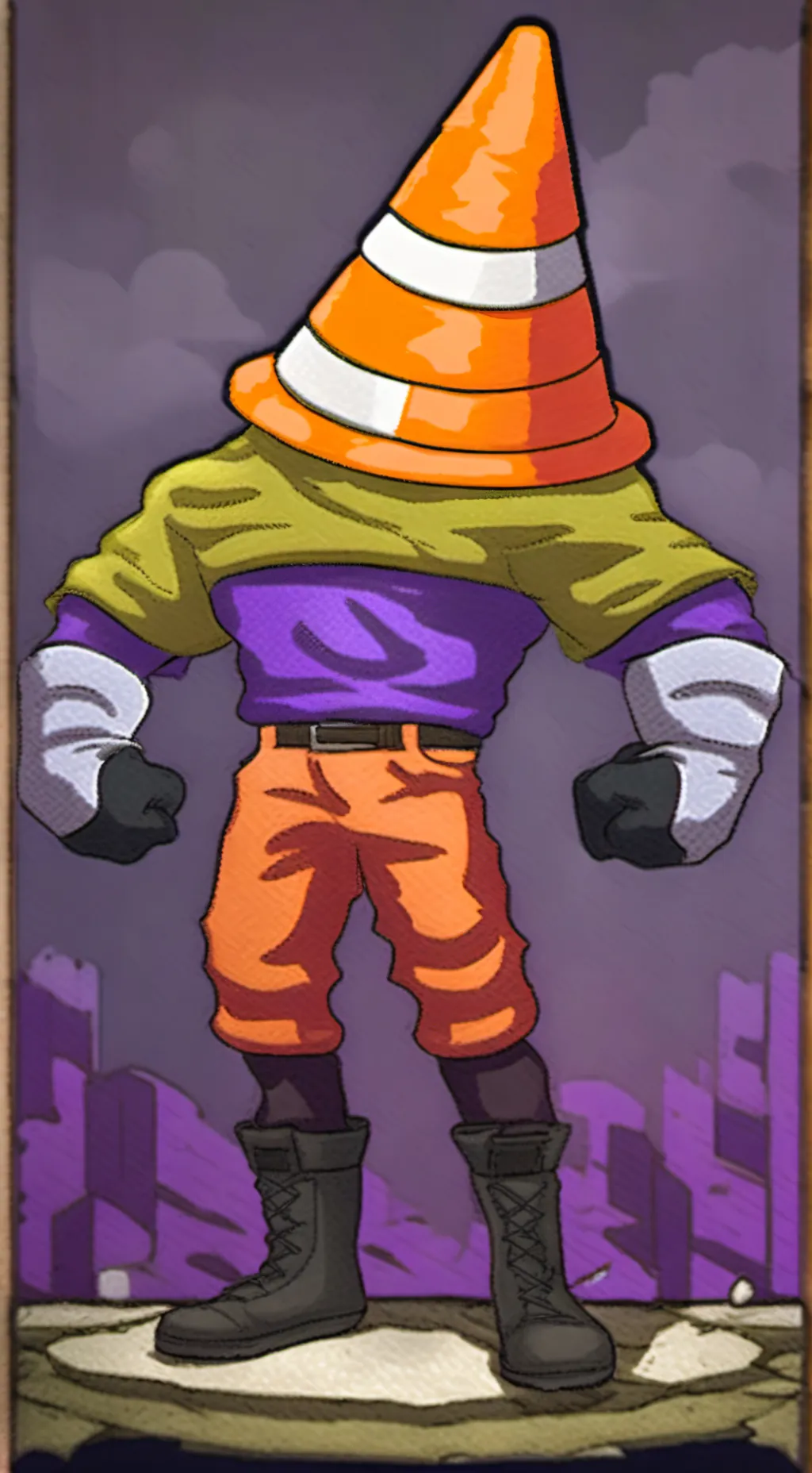 ai character: Cone man background