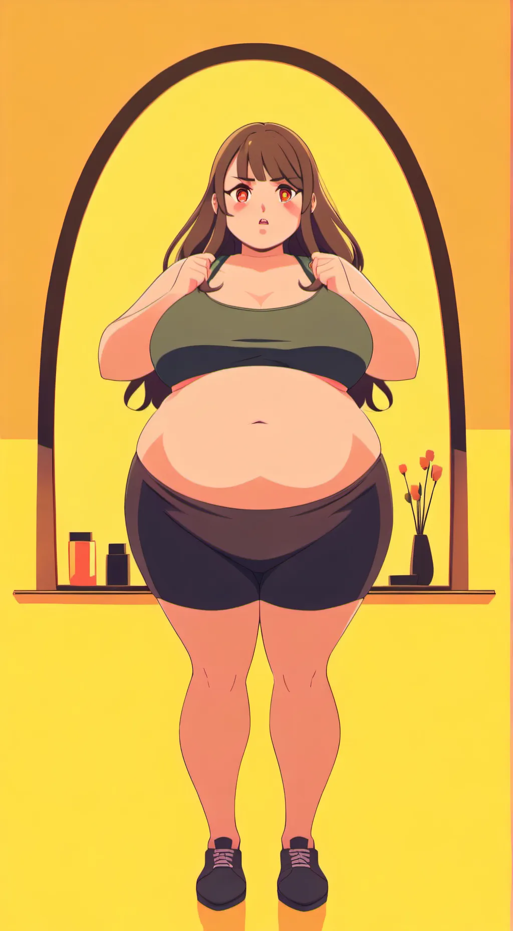 ai character: weight gain girl background
