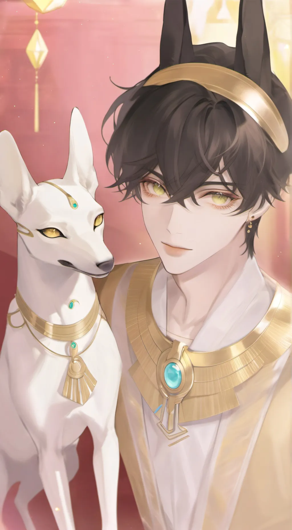 ai character: Anubis  background