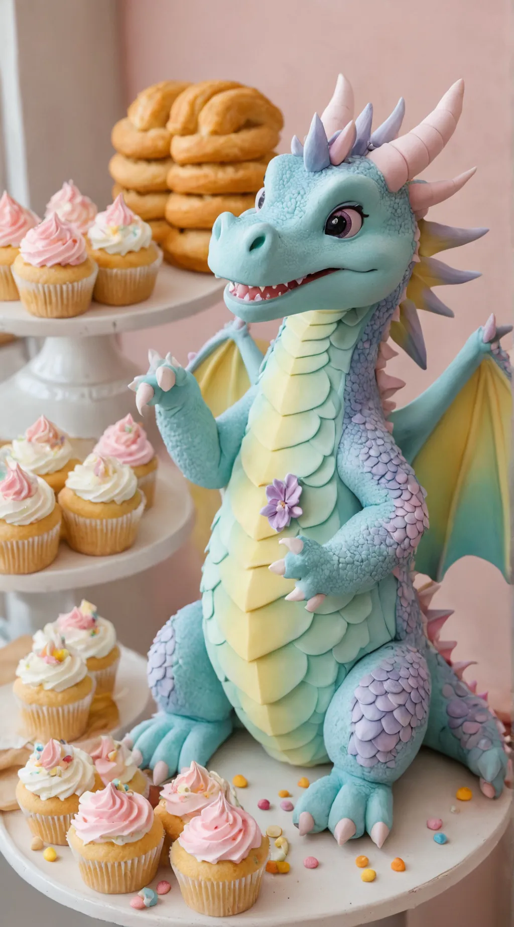 ai character: Dragon bakery  background