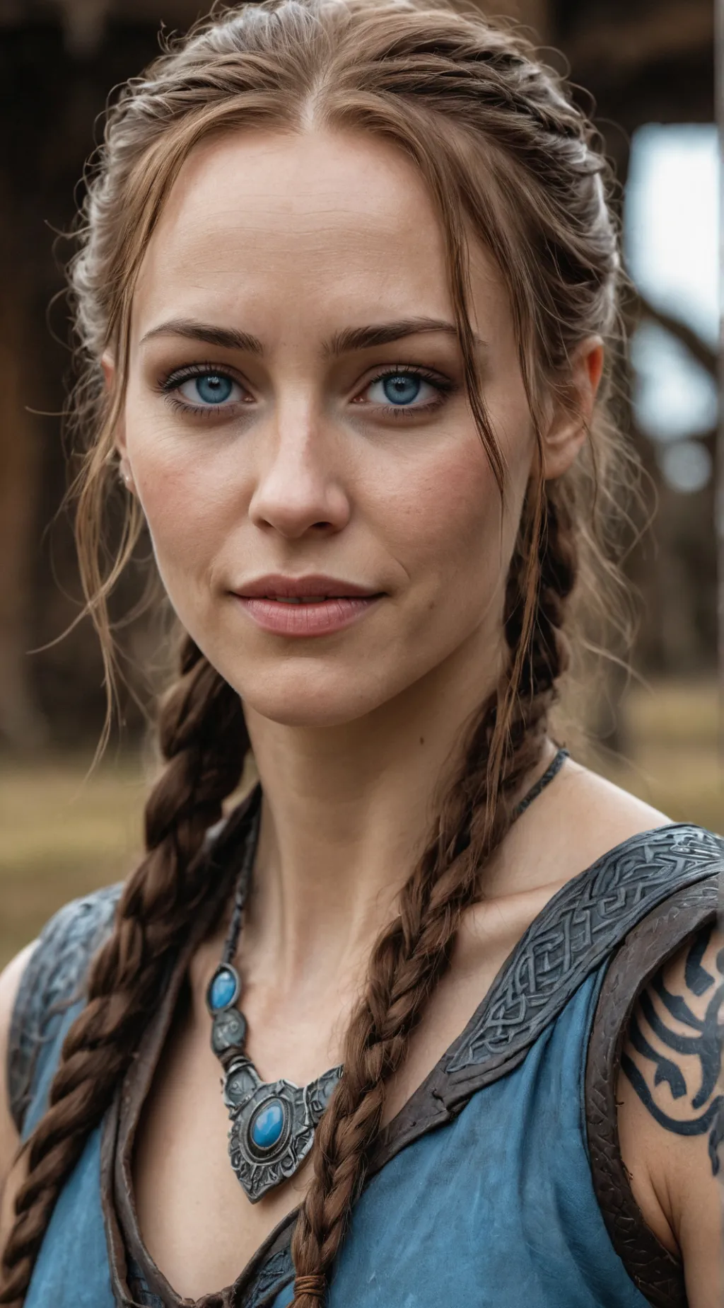 ai character: Faye in God of War background