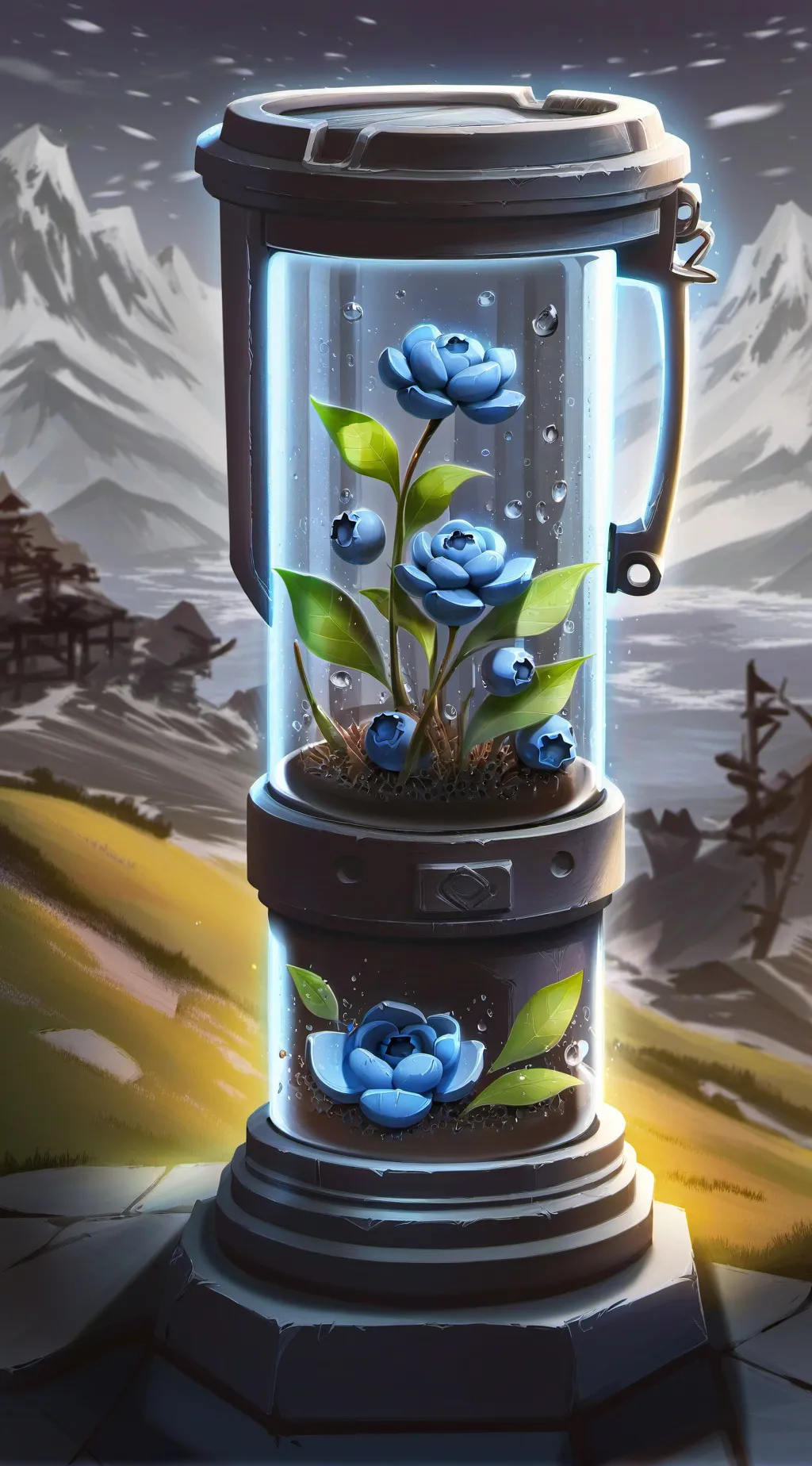 ai character: Tashigi blueberry background